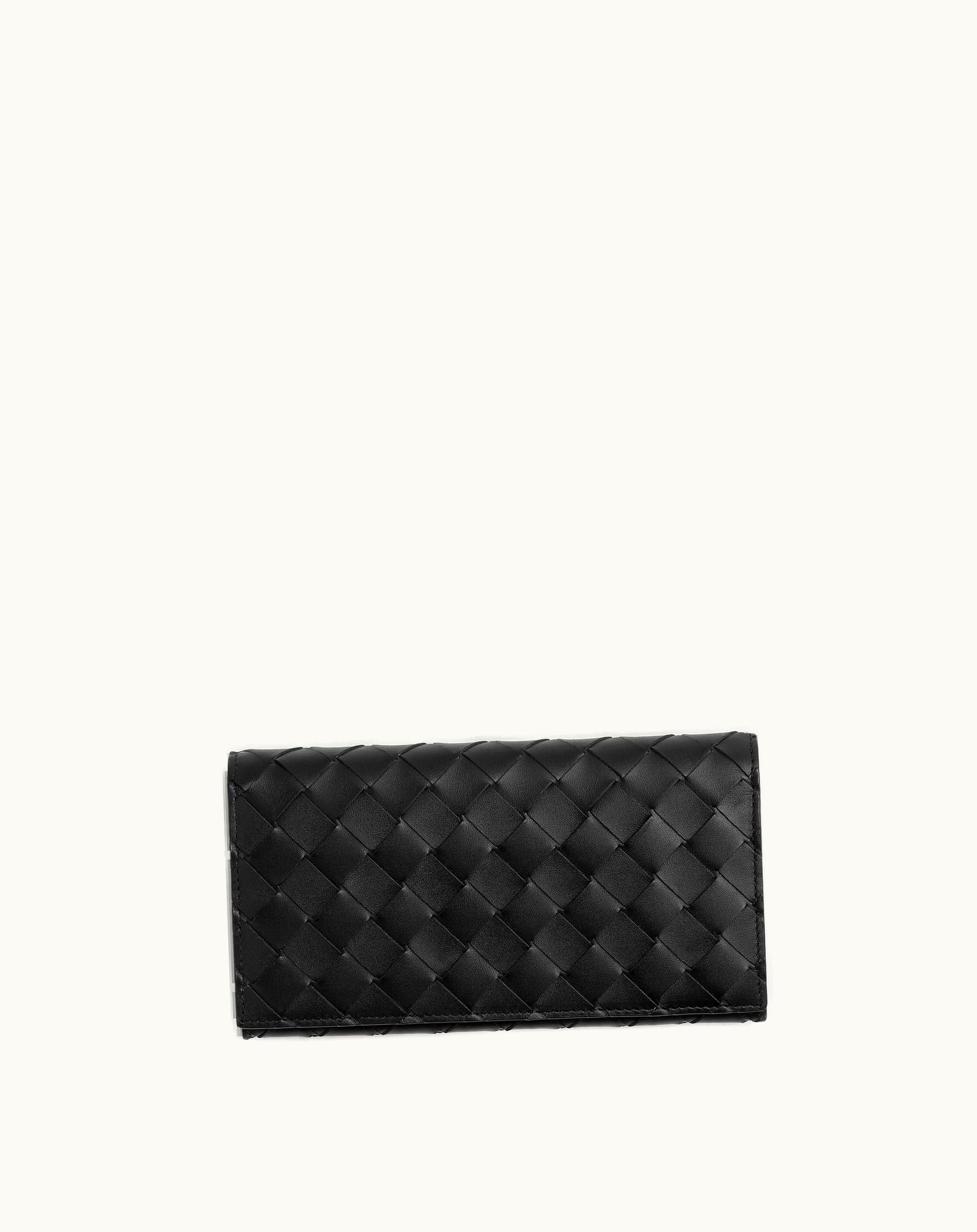 Bottega Veneta Bottega Veneta Men's Intrecciato Long Wallet With Coin Purse In Black / Redstone