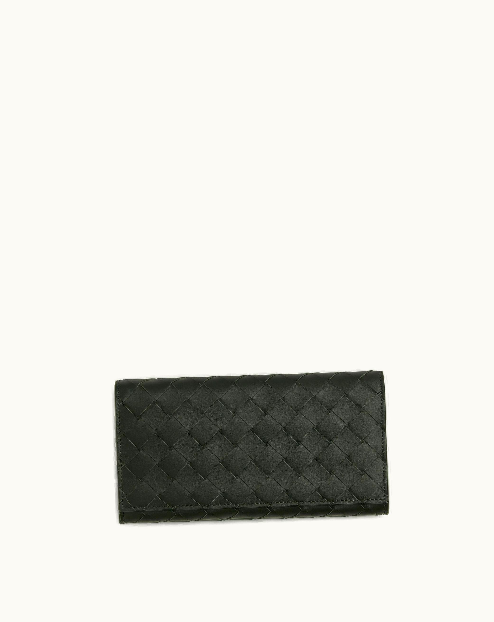 Bottega Veneta Bottega Veneta Men's Intrecciato Long Wallet With Coin Purse In Dark Green / Mermaid