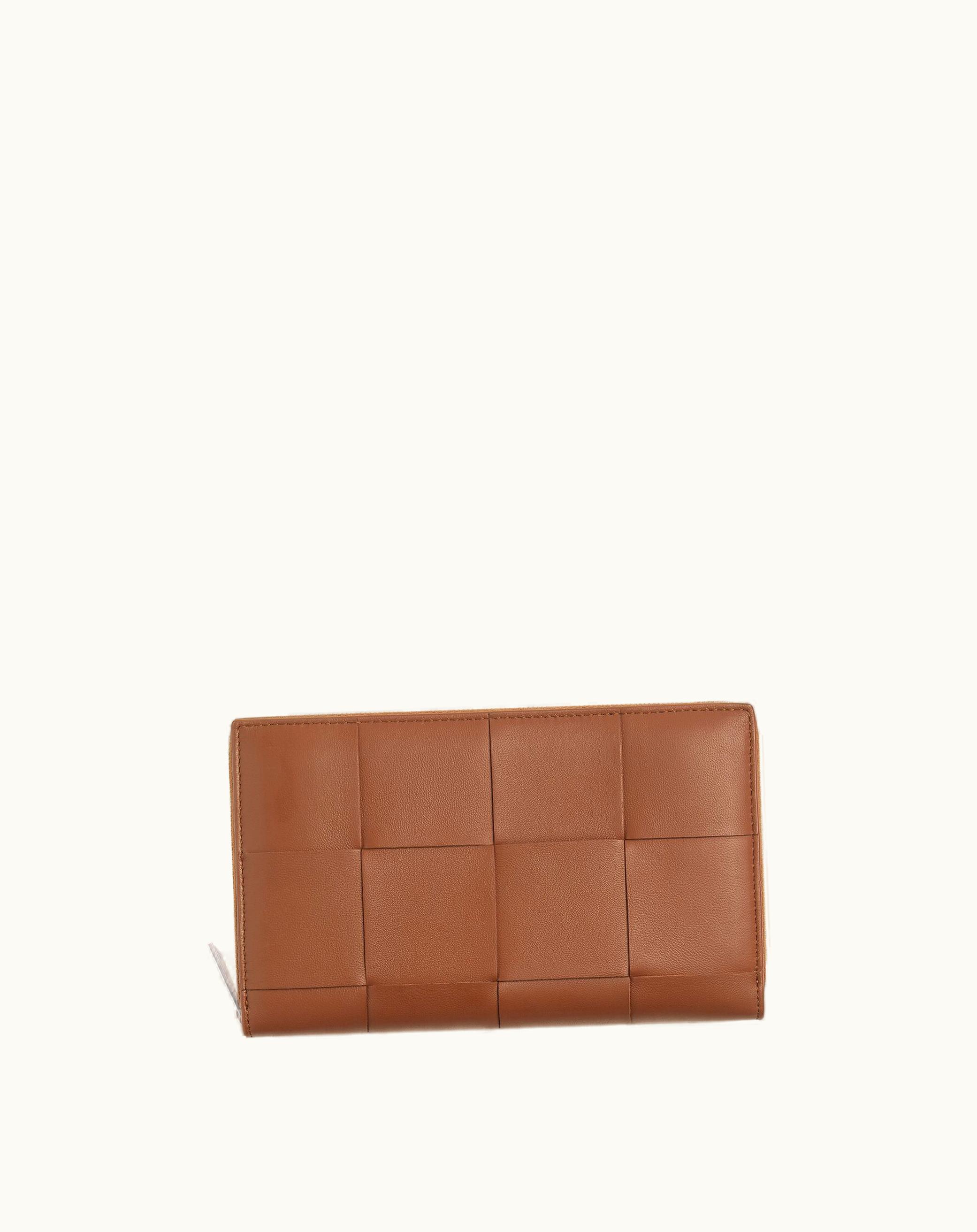 Bottega Veneta Bottega Veneta Men's Cassette Zip Around Wallet In Cognac / Space