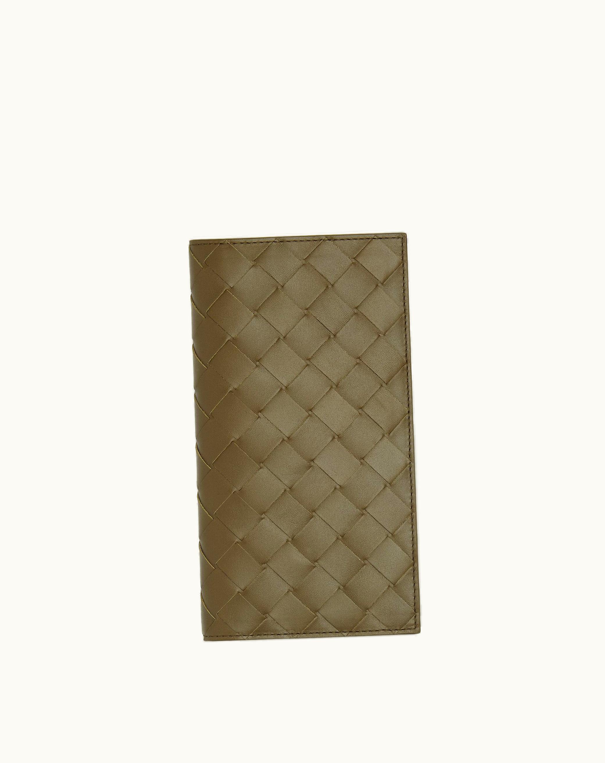 Bottega Veneta Bottega Veneta Men's Slim Intrecciato Long Wallet In Mud