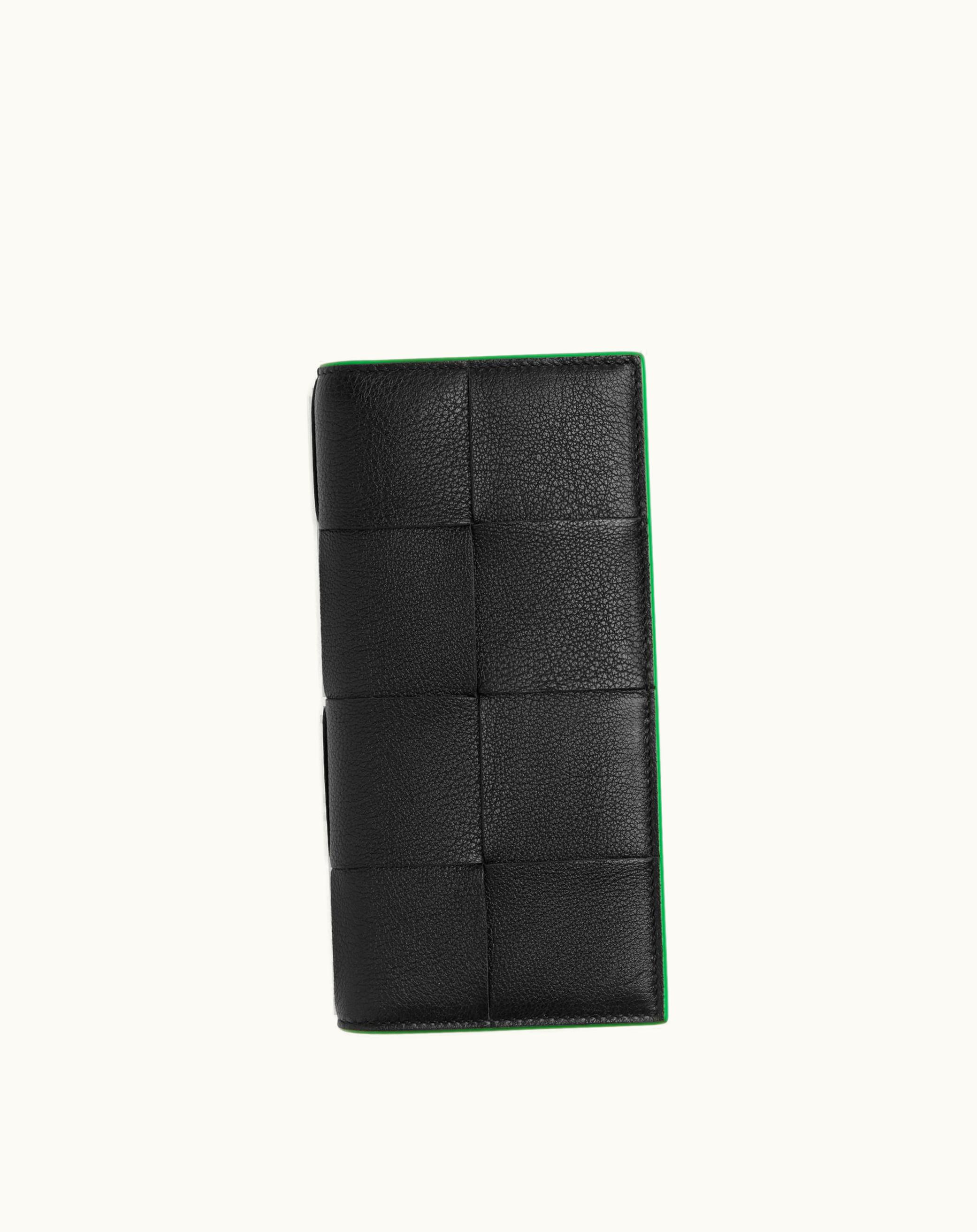 Bottega Veneta Bottega Veneta Men's Slim Cassette Long Wallet In Black / Parakeet