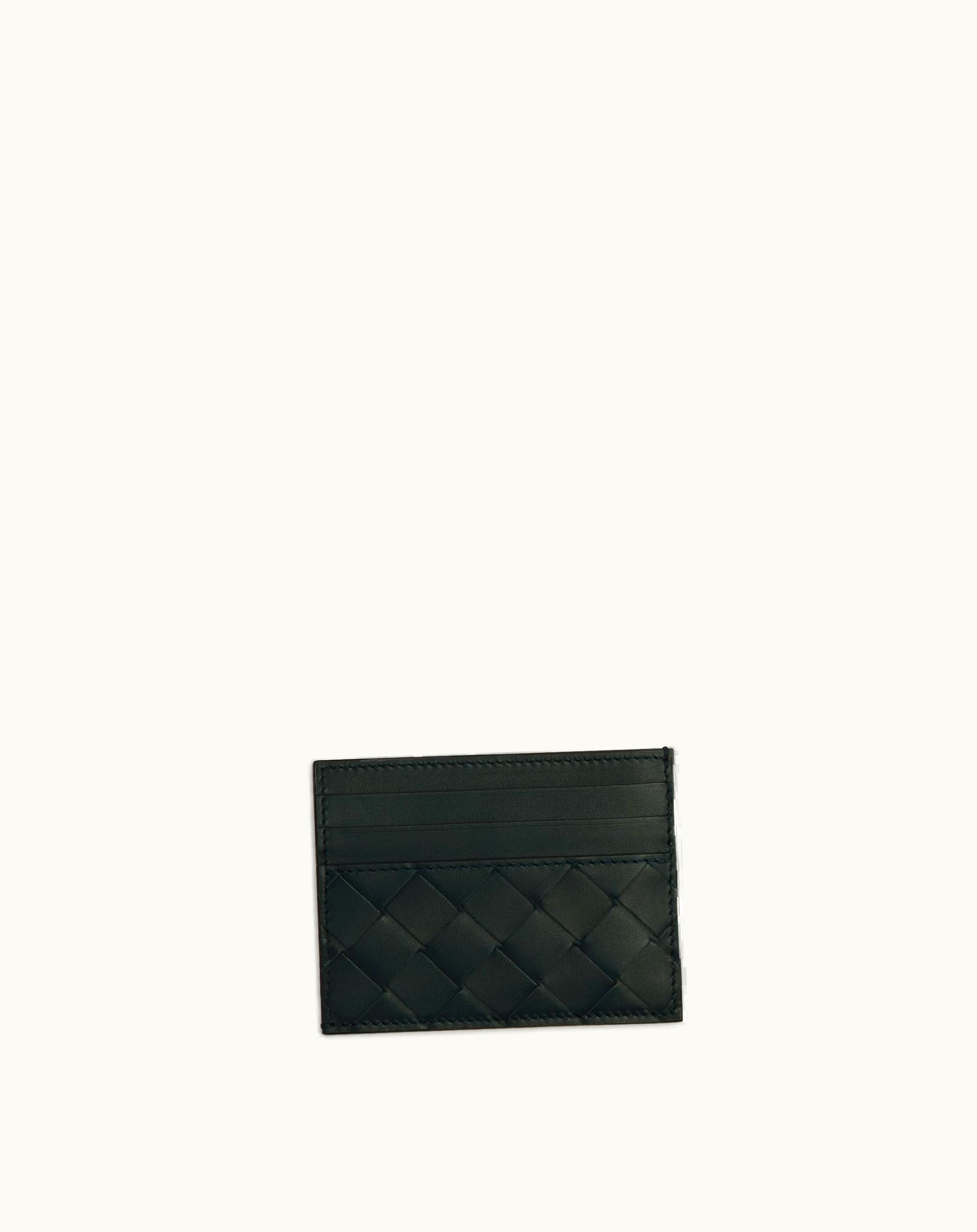 Bottega Veneta Bottega Veneta Men's Intrecciato Credit Card Case In Dark Green