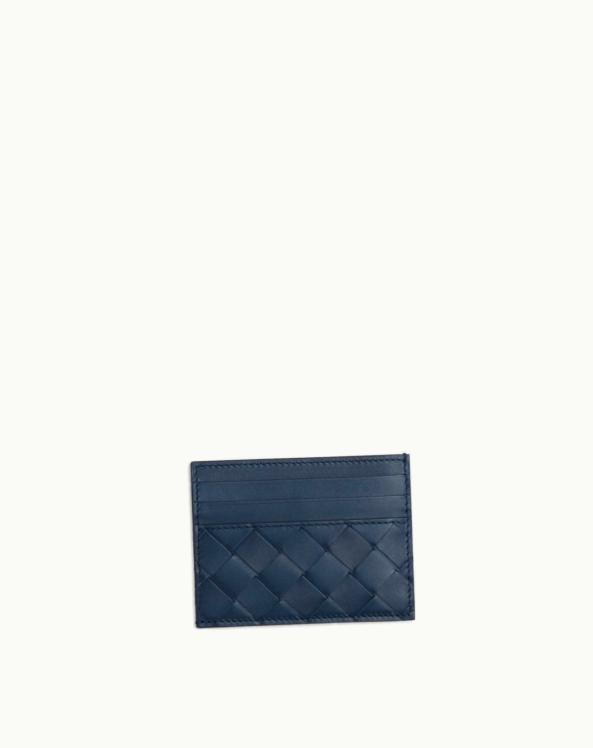 Bottega Veneta Bottega Veneta Men's Intrecciato Credit Card Case In Deep Blue