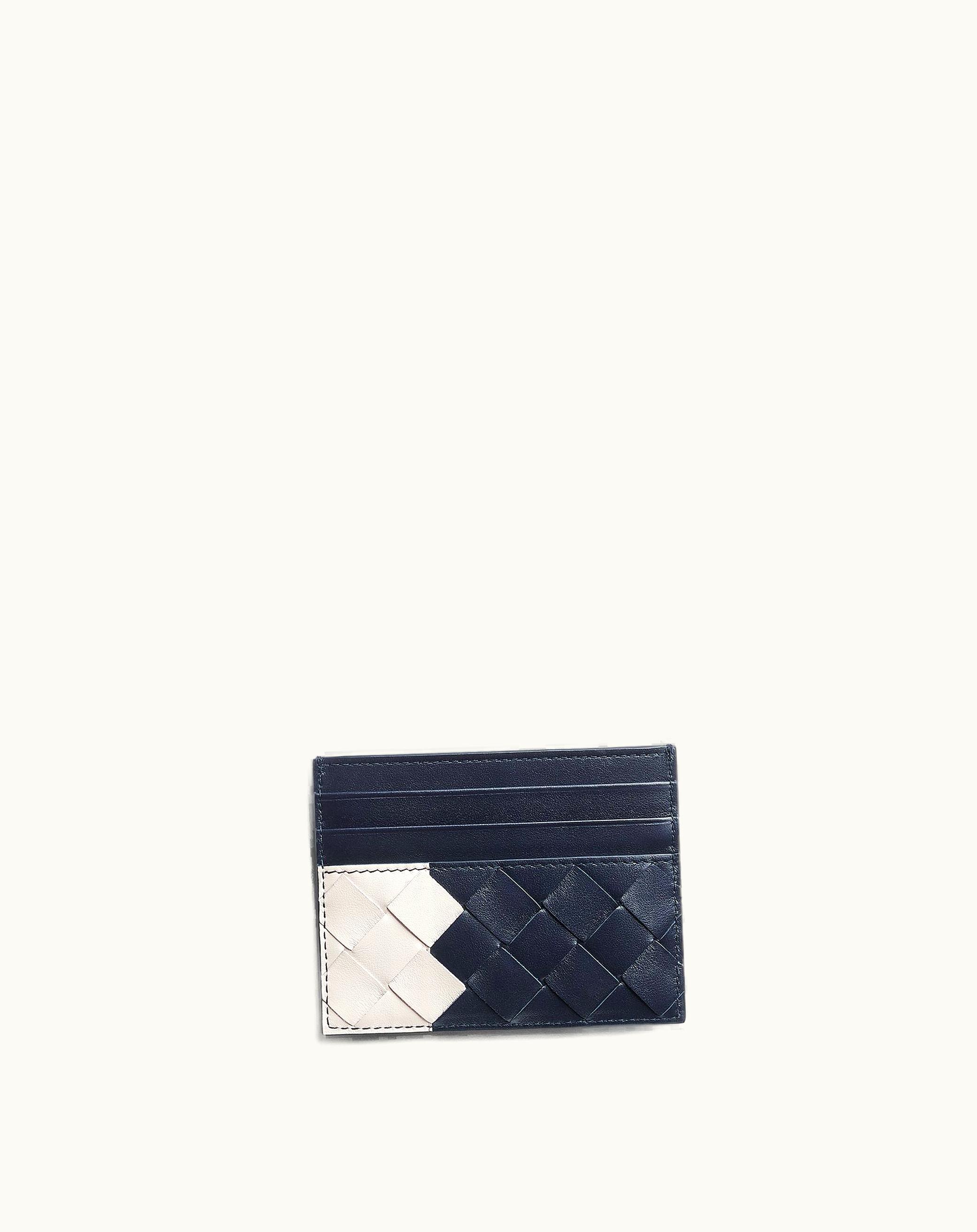 Bottega Veneta Bottega Veneta Men's Intrecciato Credit Card Case In Space / White