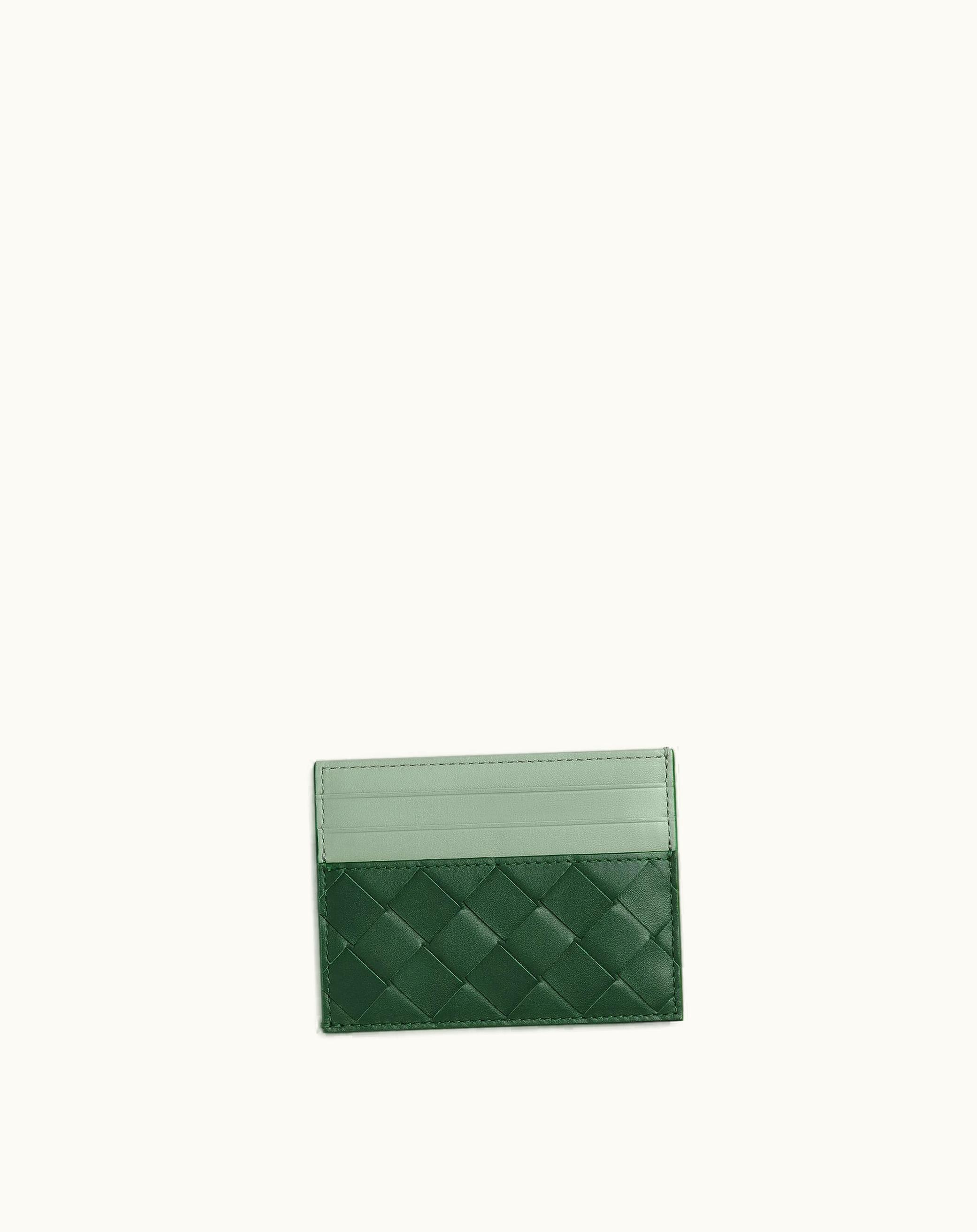 Bottega Veneta Bottega Veneta Men's Intrecciato Credit Card Case In Raintree / New Sauge