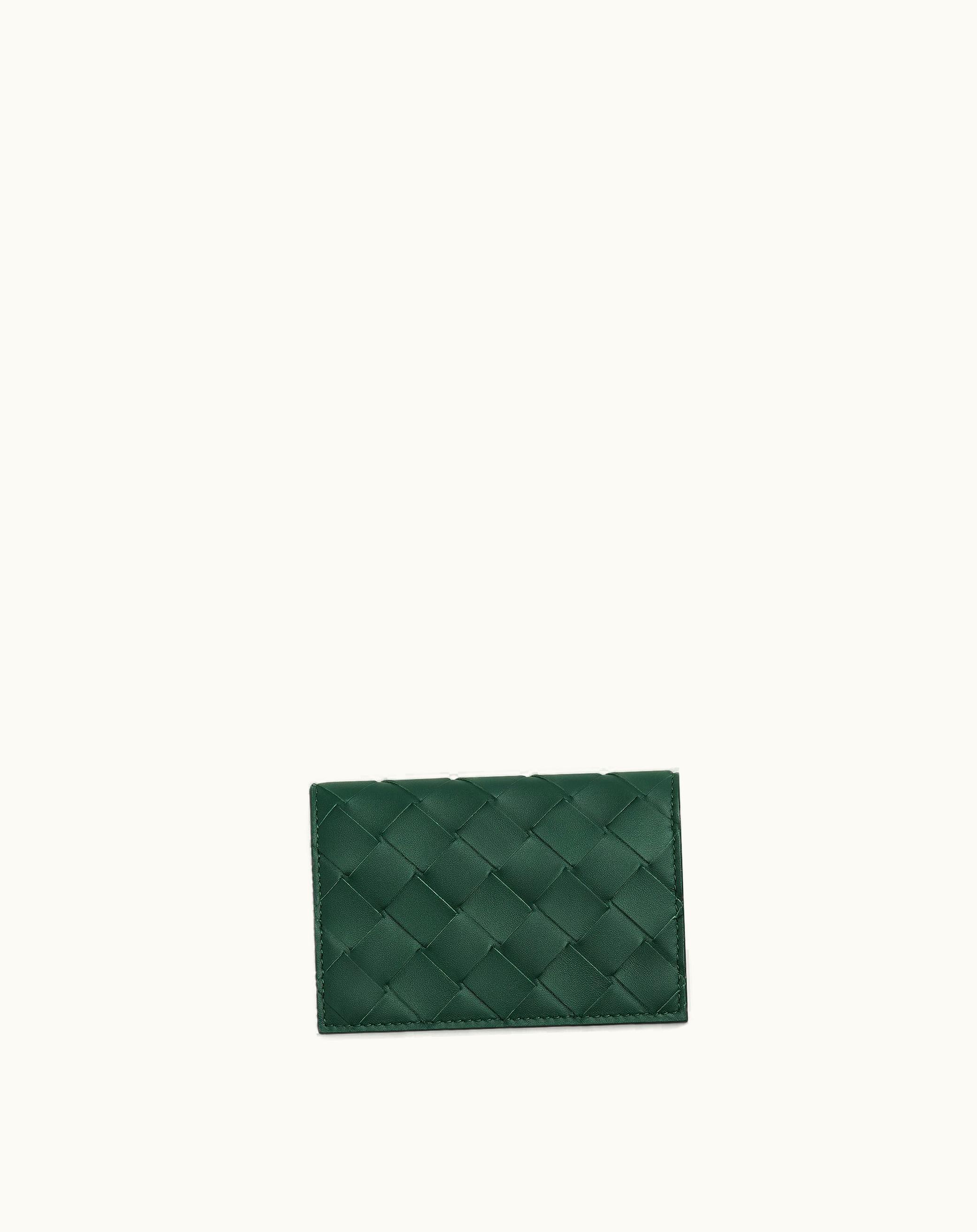 Bottega Veneta Bottega Veneta Men's Intrecciato Business Card Case In Emerald Green / Space