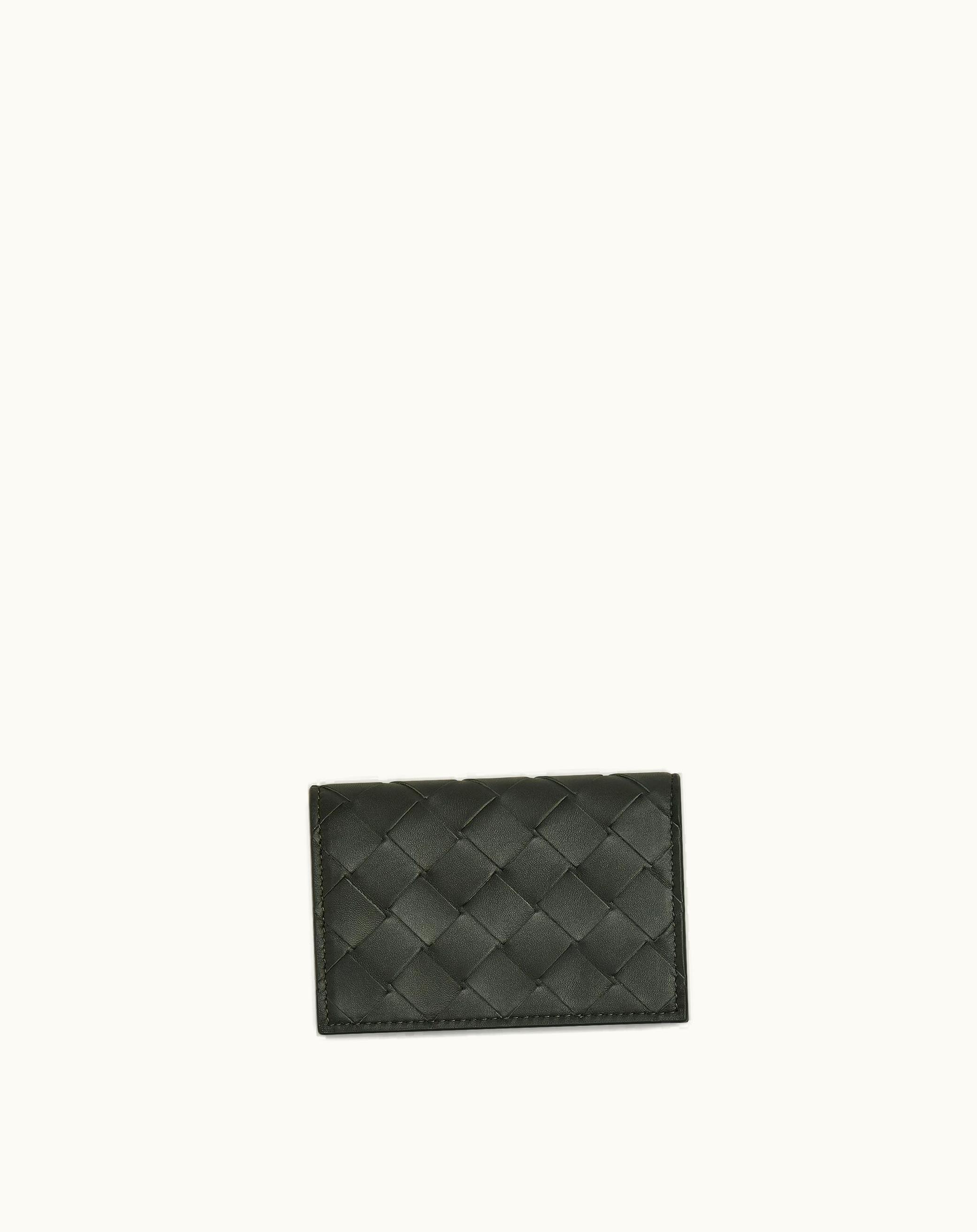 Bottega Veneta Bottega Veneta Men's Intrecciato Business Card Case In Dark Green / Mud