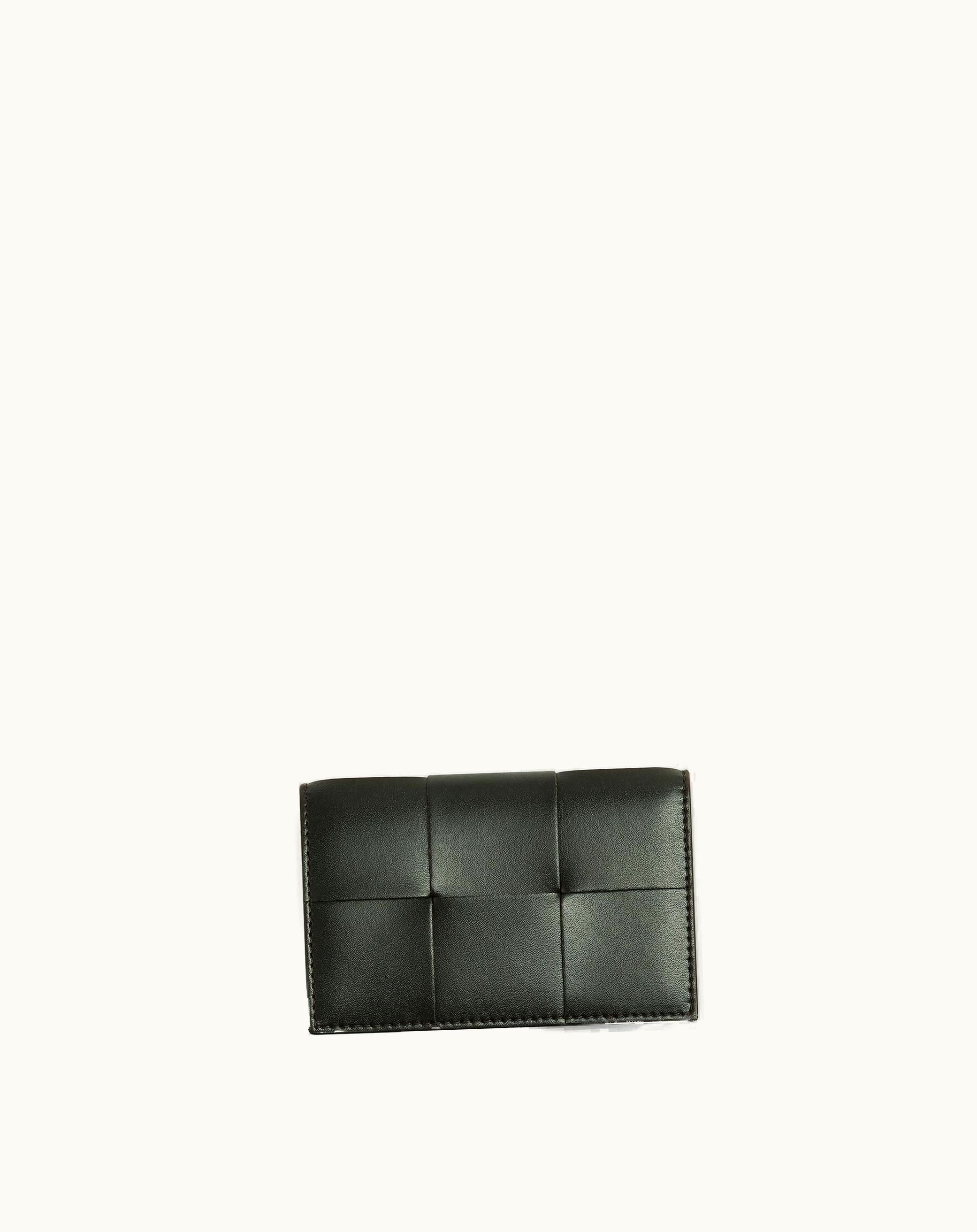 Bottega Veneta Bottega Veneta Men's Cassette Business Card Case In Dark Green / Papaya