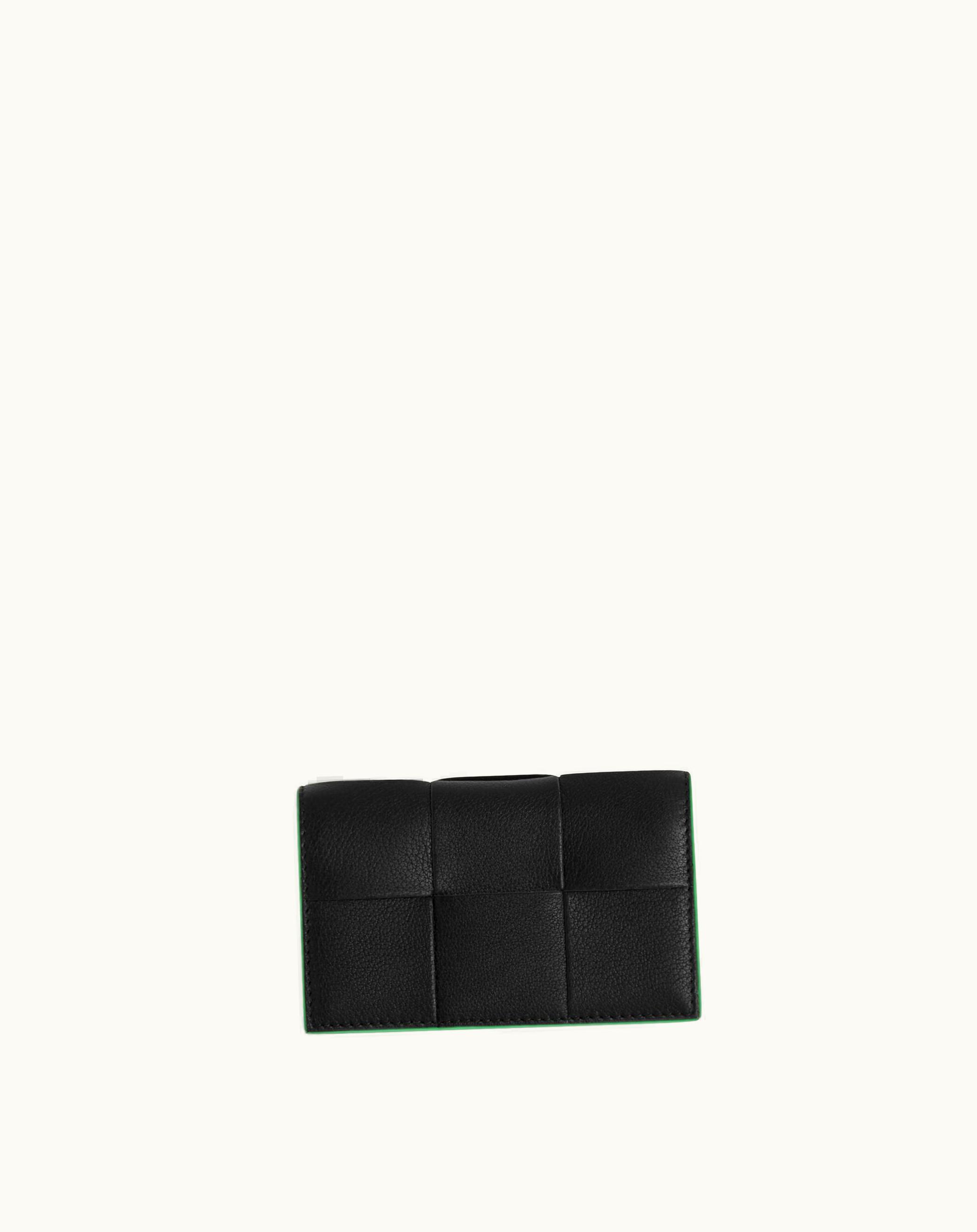 Bottega Veneta Bottega Veneta Men's Cassette Business Card Case In Black / Parakeet