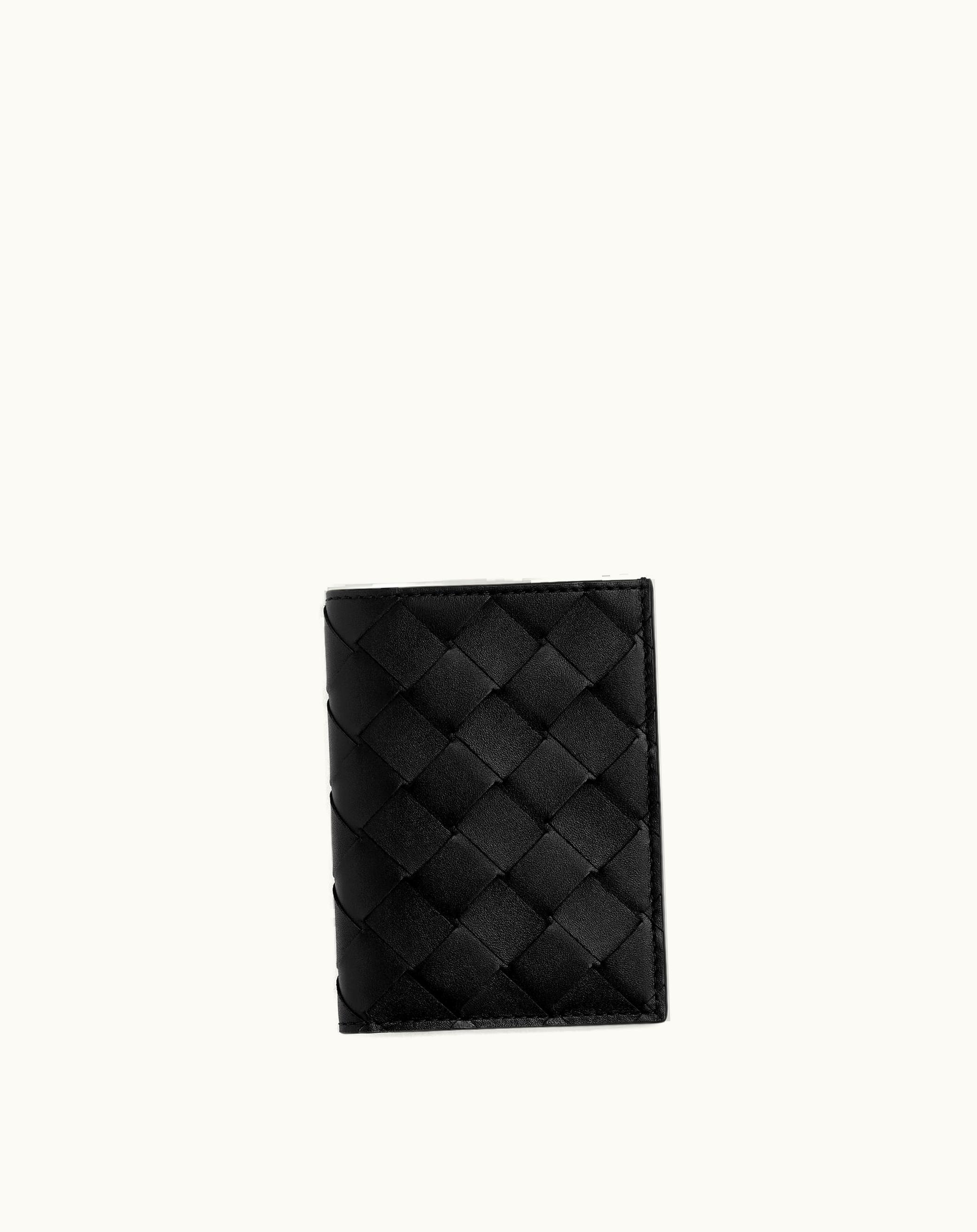 Bottega Veneta Bottega Veneta Men's Intrecciato Slim Flap Card Case In Black