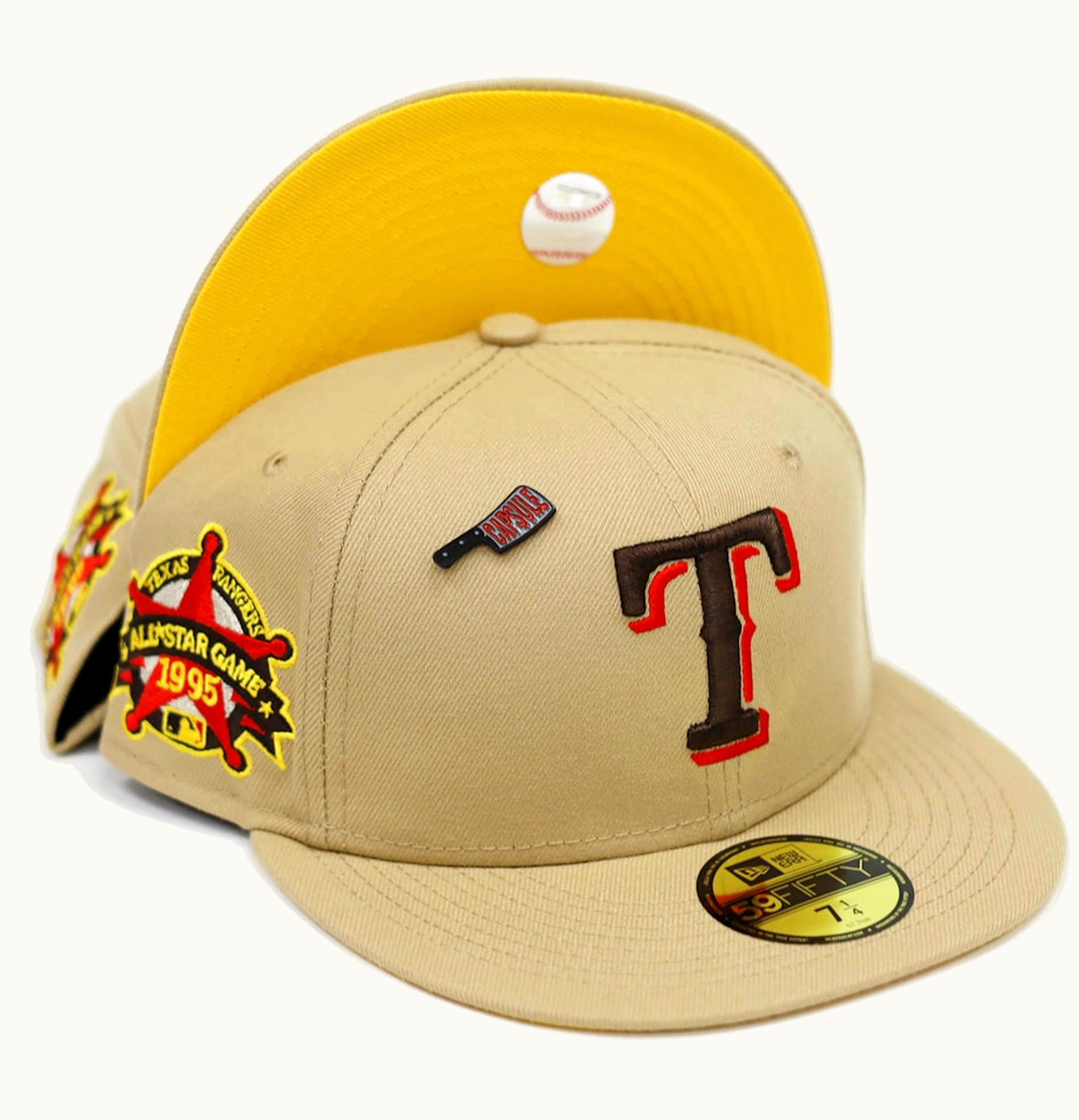 New Era New Era Texas Rangers Capsule Nights of Terror 1995 All Star Game 59Fifty Fitted Hat Tan Yellow