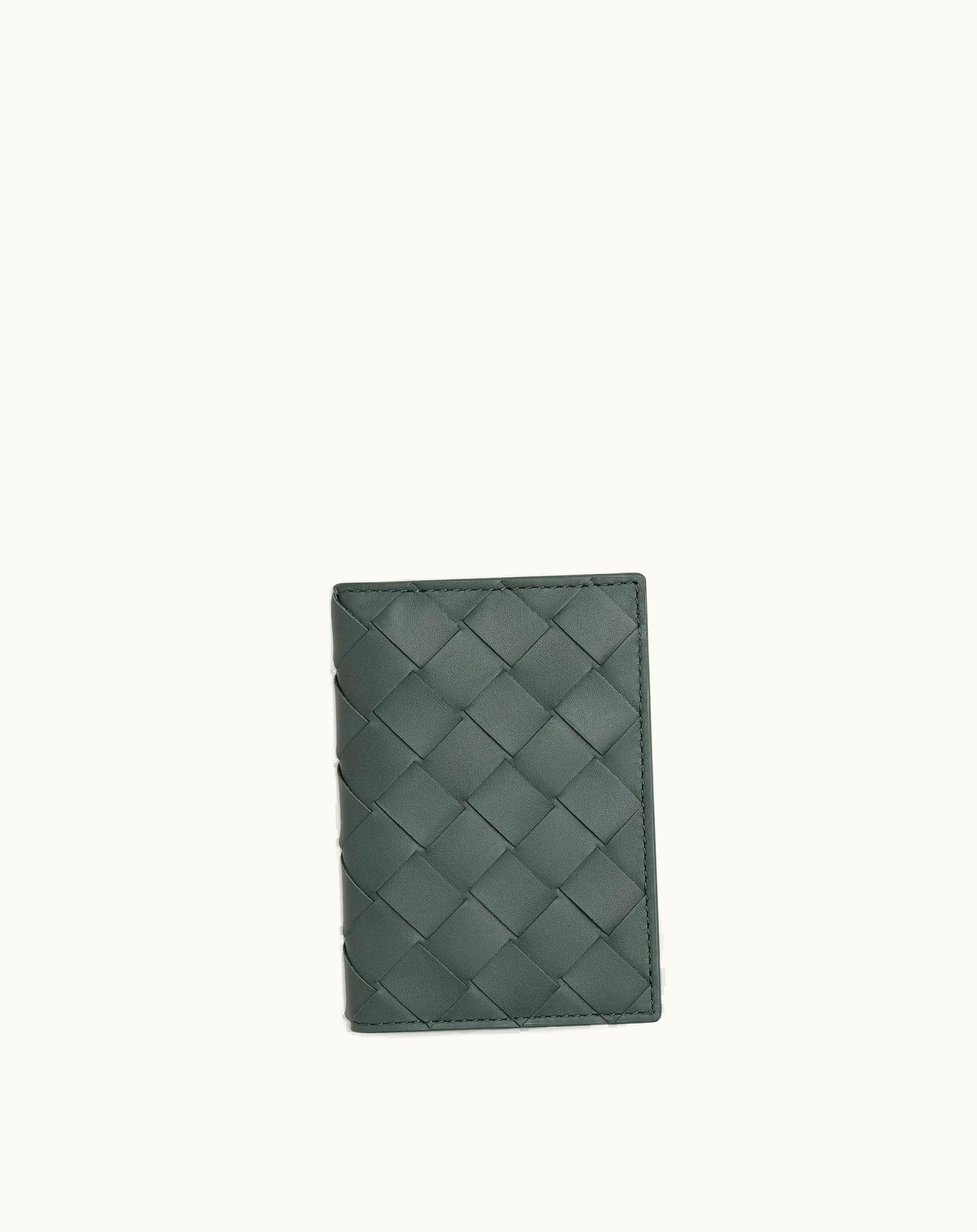 Bottega Veneta Bottega Veneta Men's Intrecciato Flap Card Case In Slate