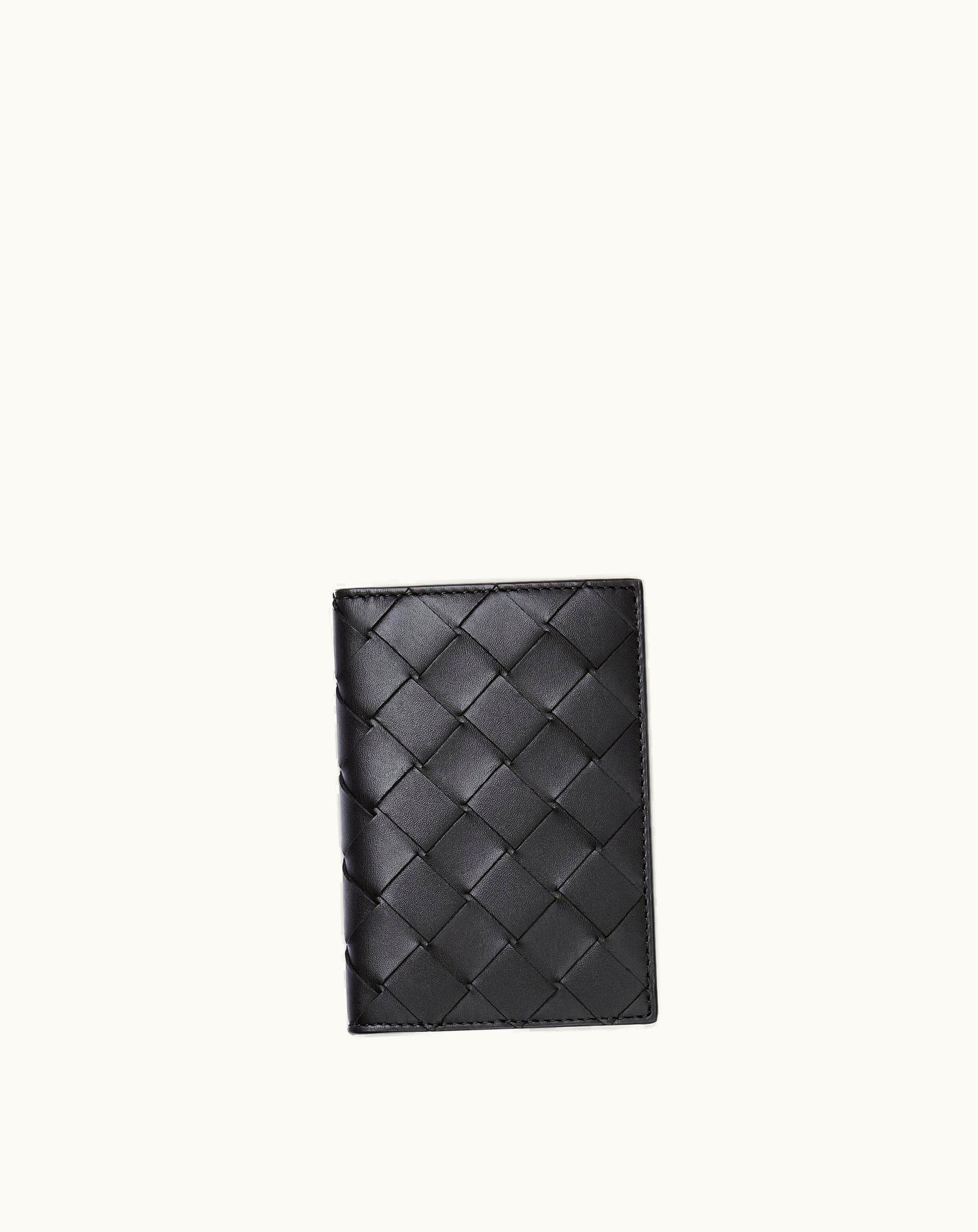 Bottega Veneta Bottega Veneta Men's Intrecciato Flap Card Case In Black