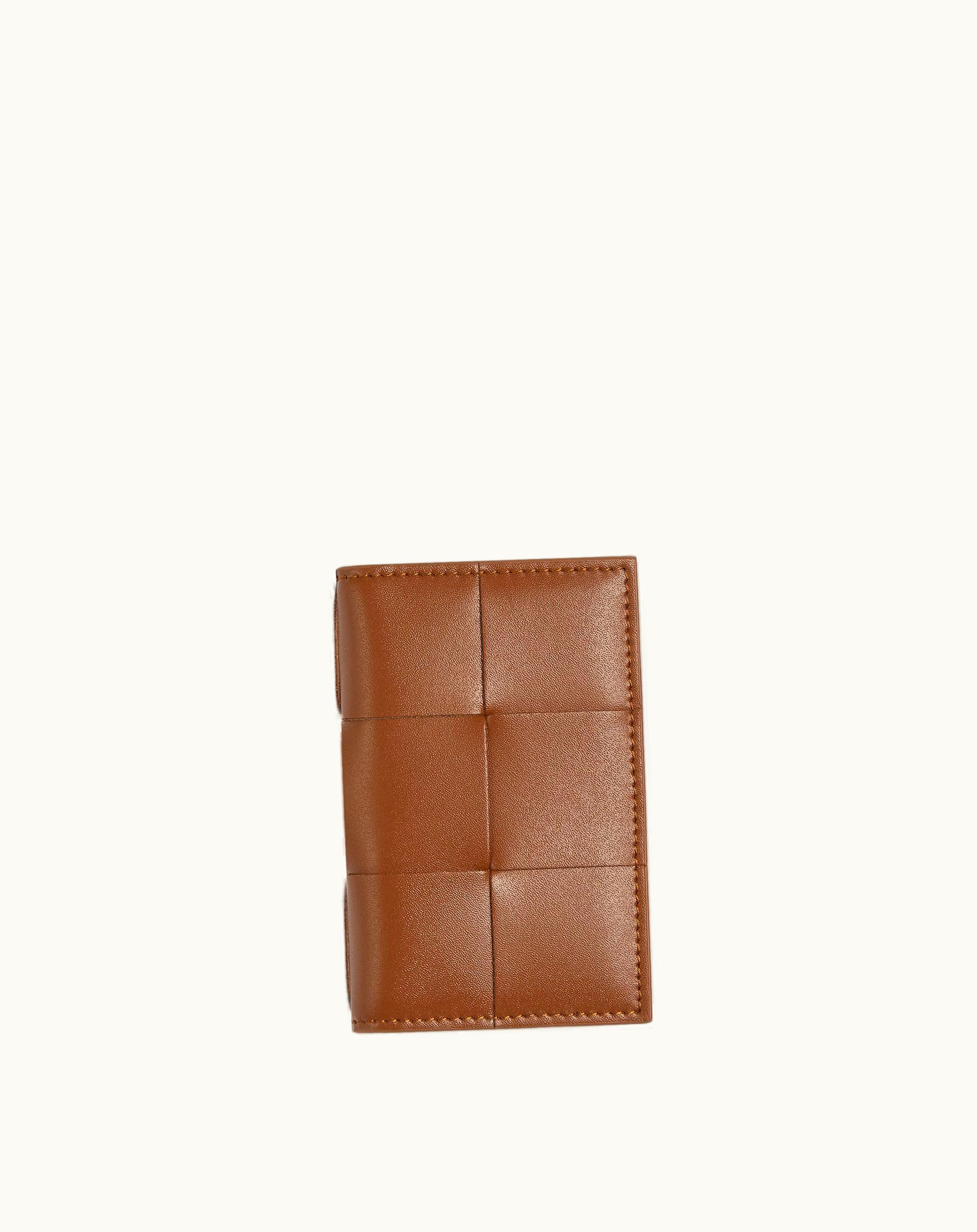 Bottega Veneta Bottega Veneta Men's Cassette Flap Card Case In Cognac / Space