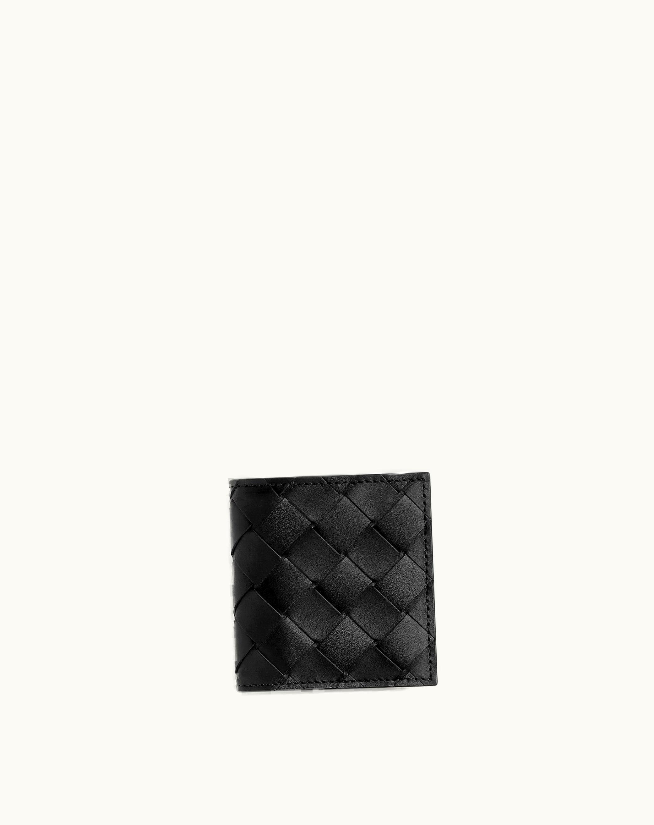 Bottega Veneta Bottega Veneta Men's Intrecciato Folded Coin Purse In Black / Redstone