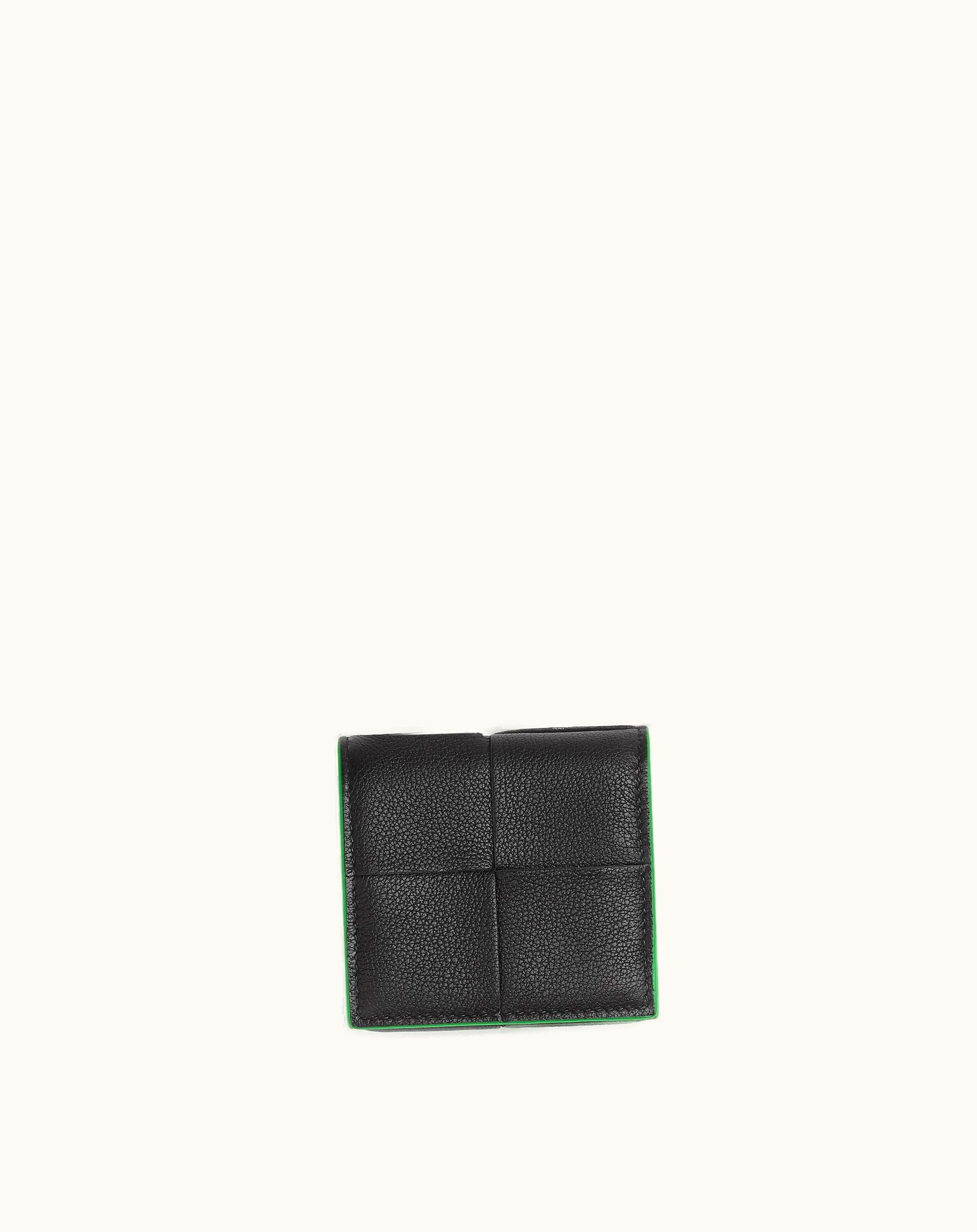 Bottega Veneta Bottega Veneta Men's Cassette Folded Coin Purse In Black / Parakeet