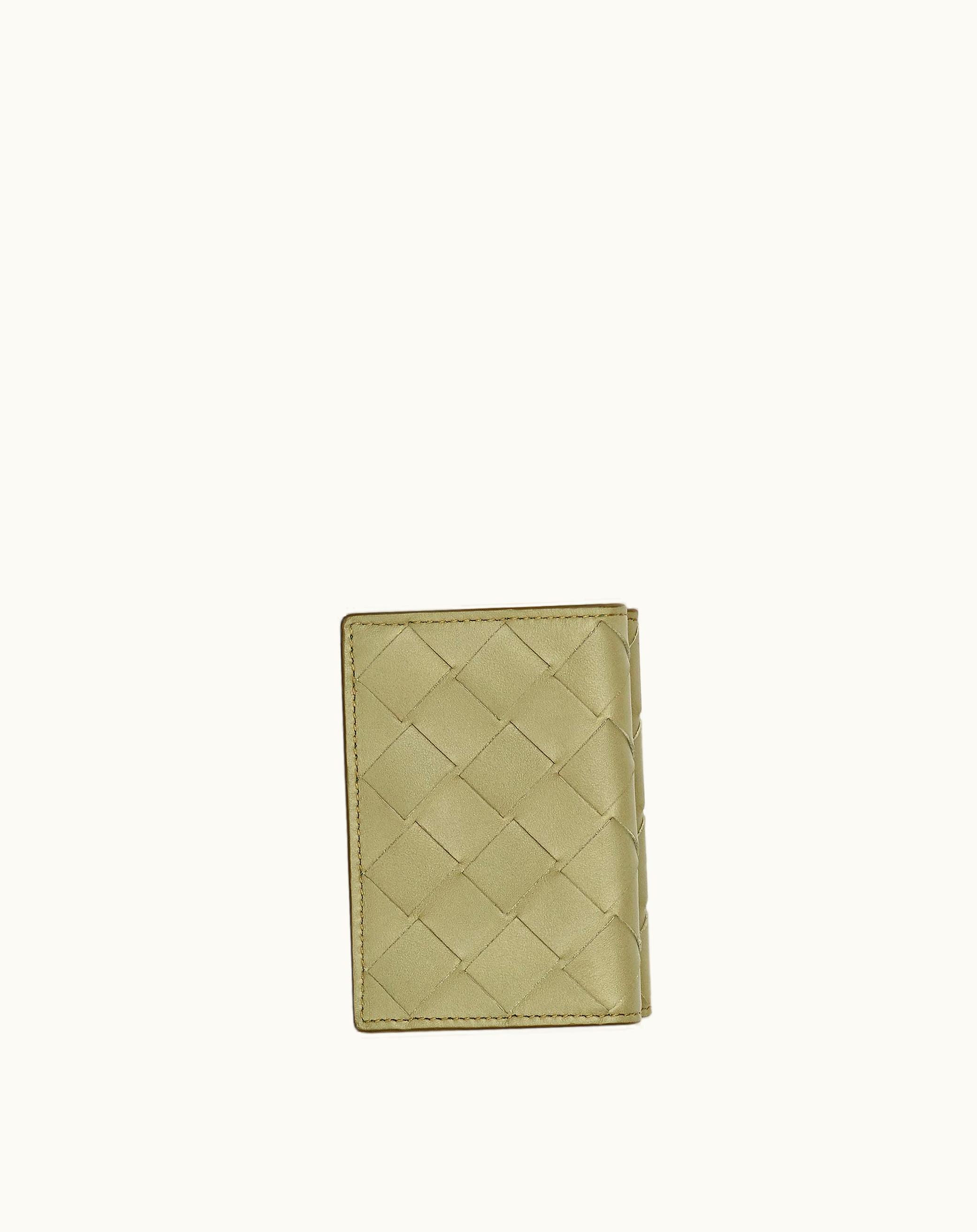 Bottega Veneta Bottega Veneta Men's Intrecciato Tiny Tri-Fold Wallet In Travertine / Parakeet