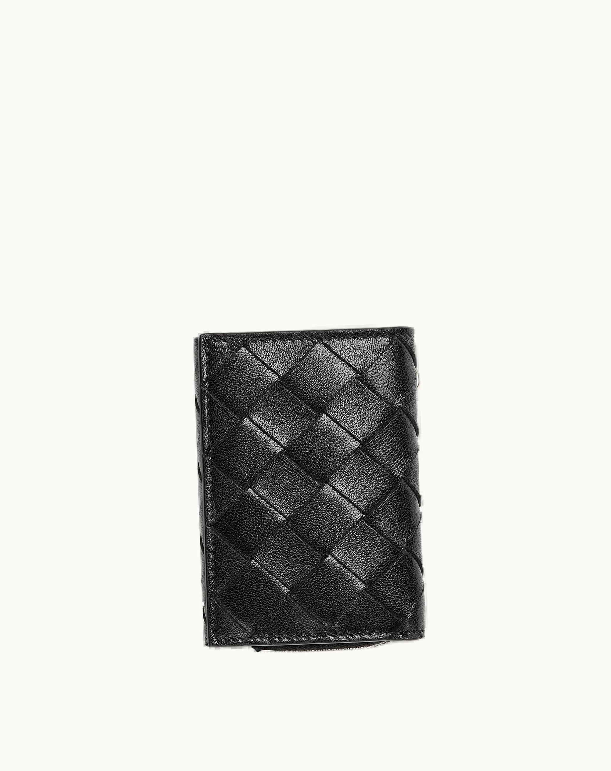 Bottega Veneta Bottega Veneta Men's Intrecciato Tiny Tri-Fold Wallet In Black