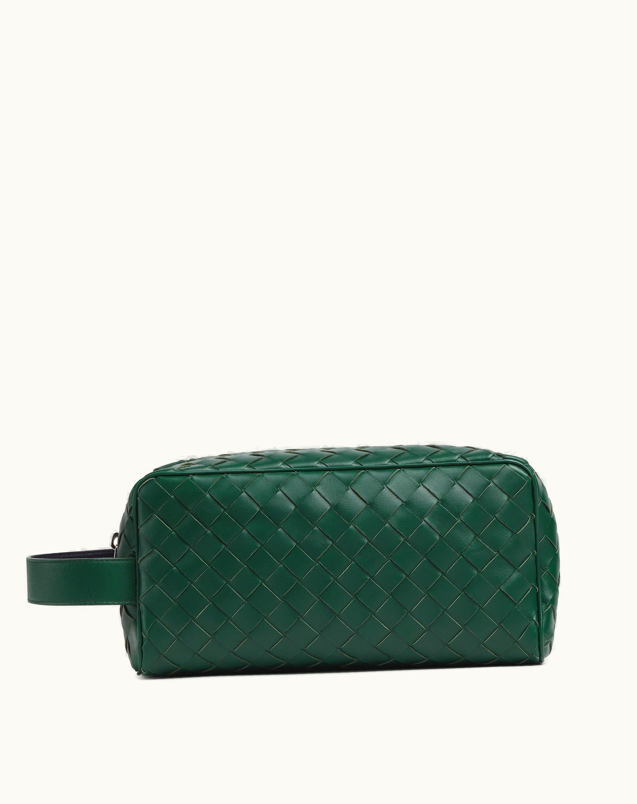 Bottega Veneta Bottega Veneta Men's Intrecciato Travel Pouch In Emerald Green / Space