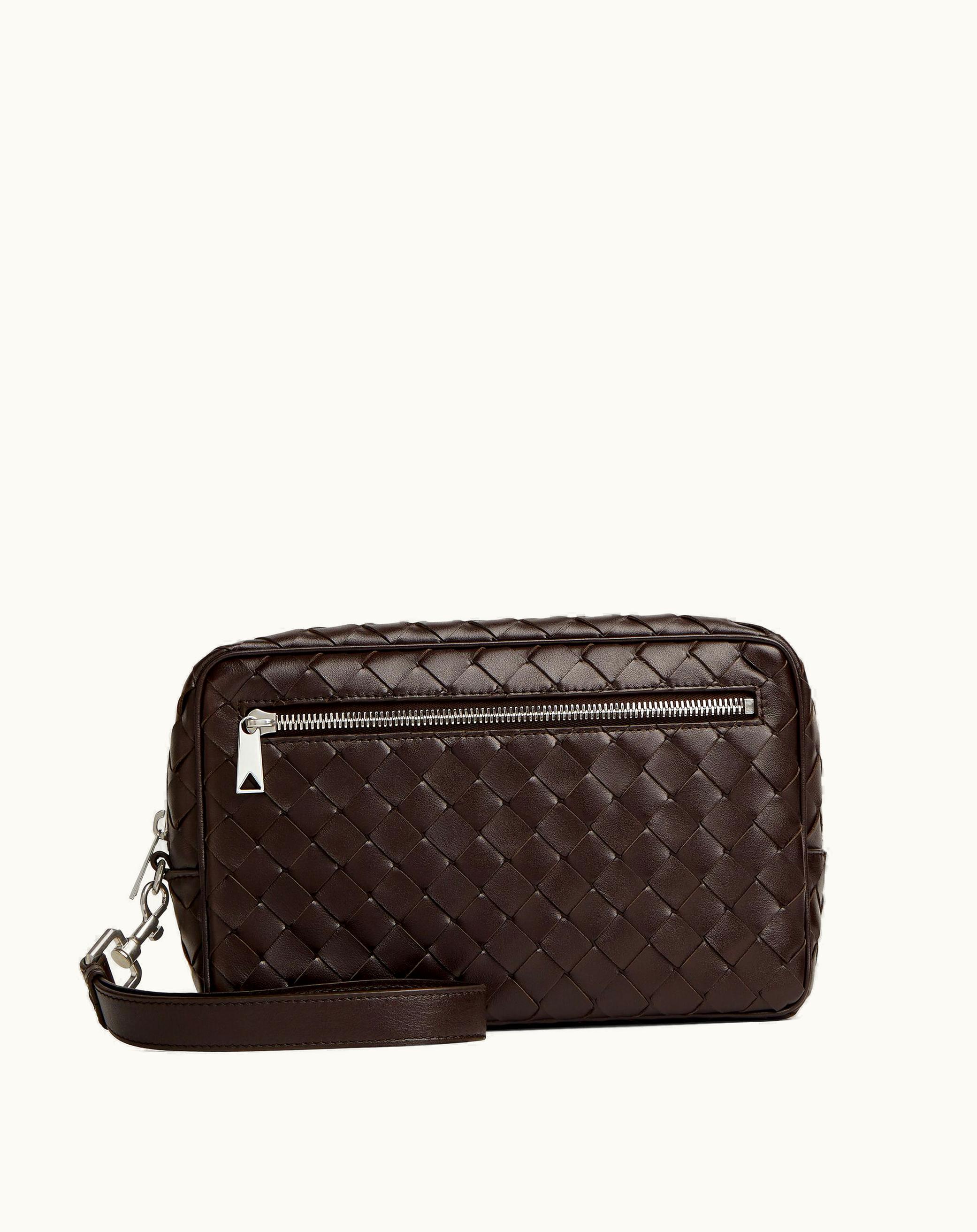 Bottega Veneta Bottega Veneta Men's Intrecciato Pouch With Wristlet In Fondant