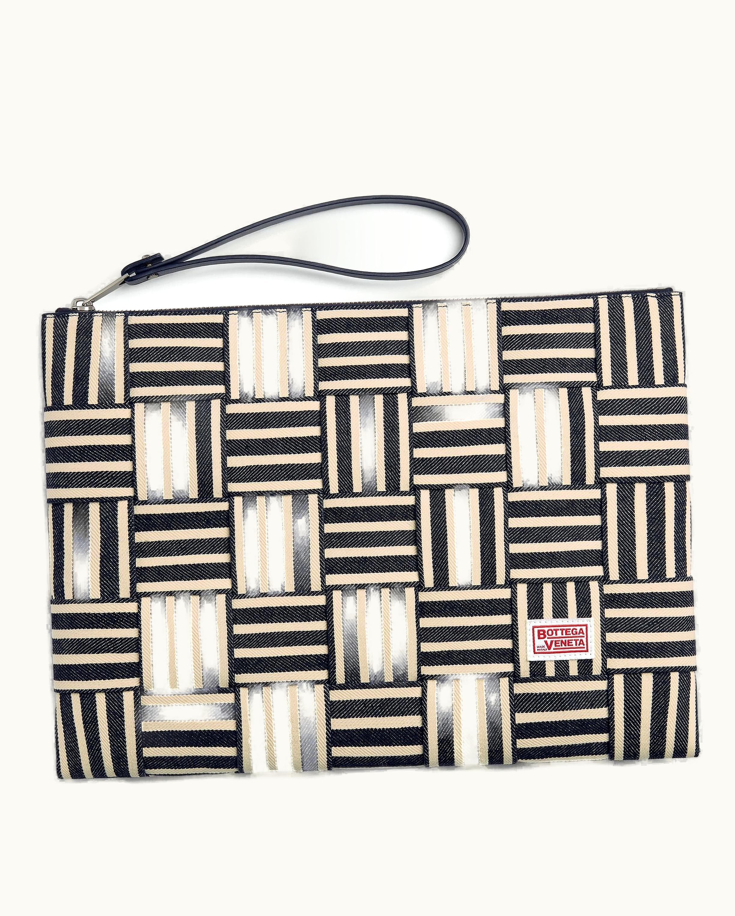 Bottega Veneta Bottega Veneta Men's Cassette Large Flat Pouch In Navy / White