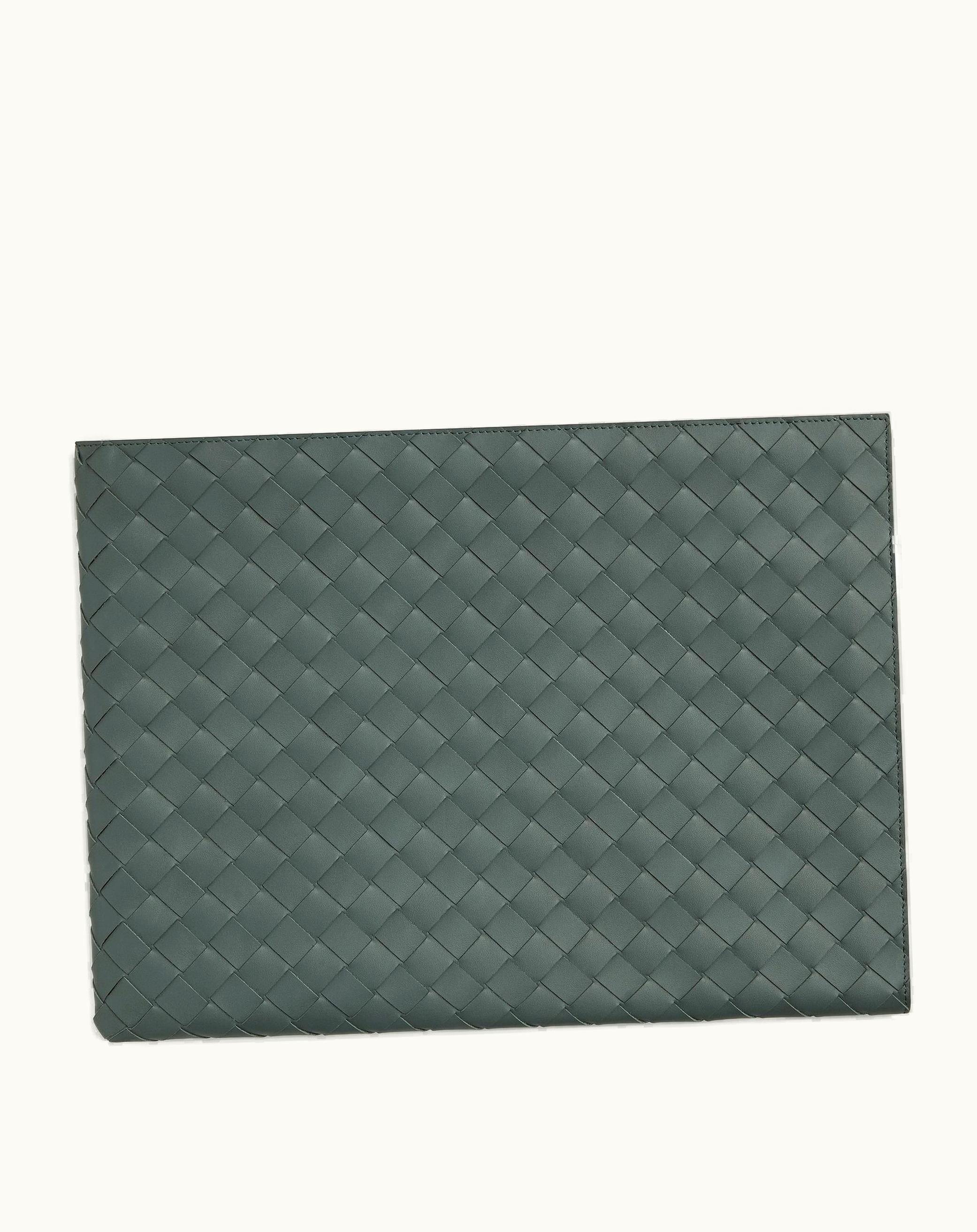 Bottega Veneta Bottega Veneta Men's Intrecciato Half Zip Pouch In Slate