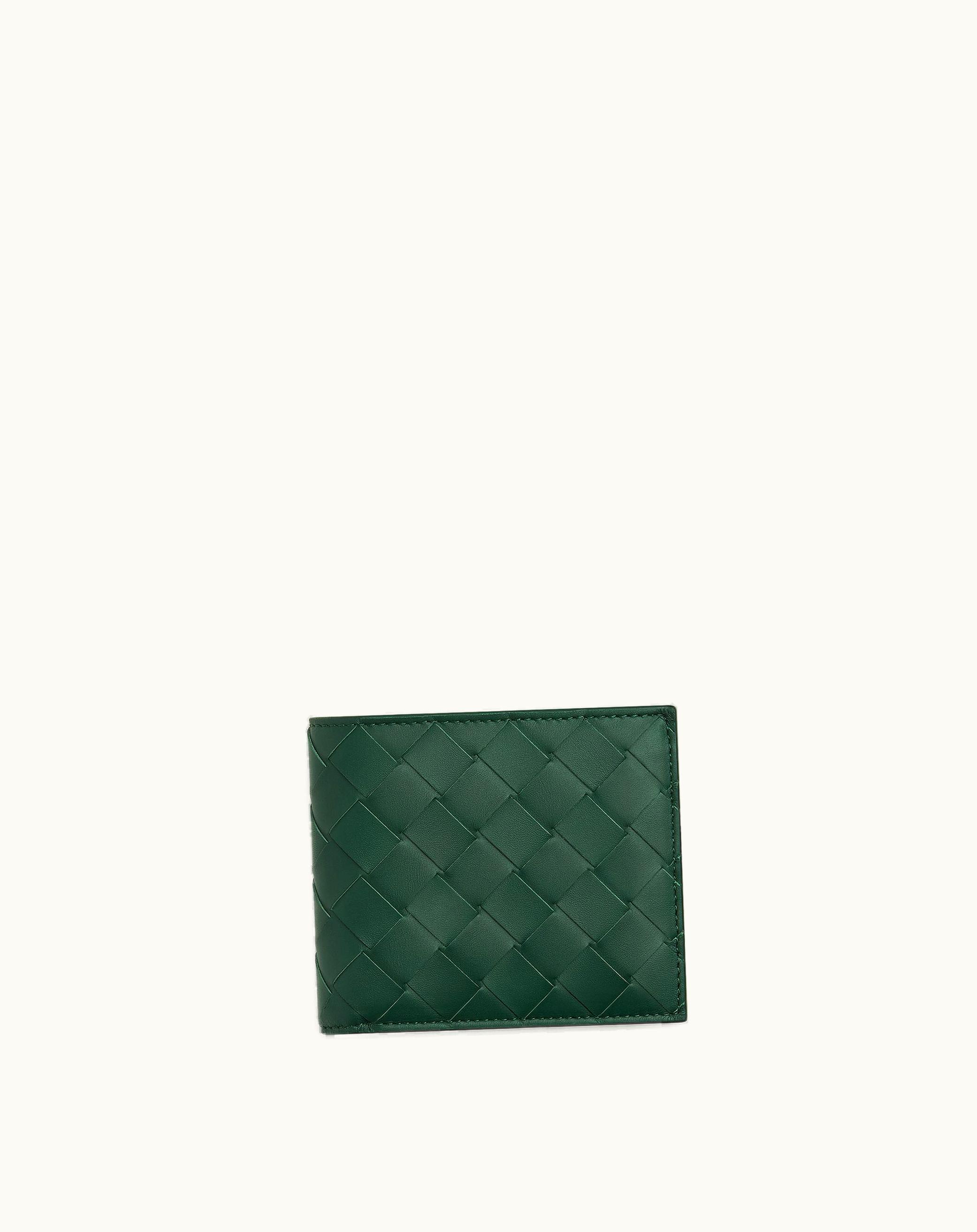 Bottega Veneta Bottega Veneta Men's Intrecciato Bi-Fold Wallet With Coin Purse In Emerald Green / Space