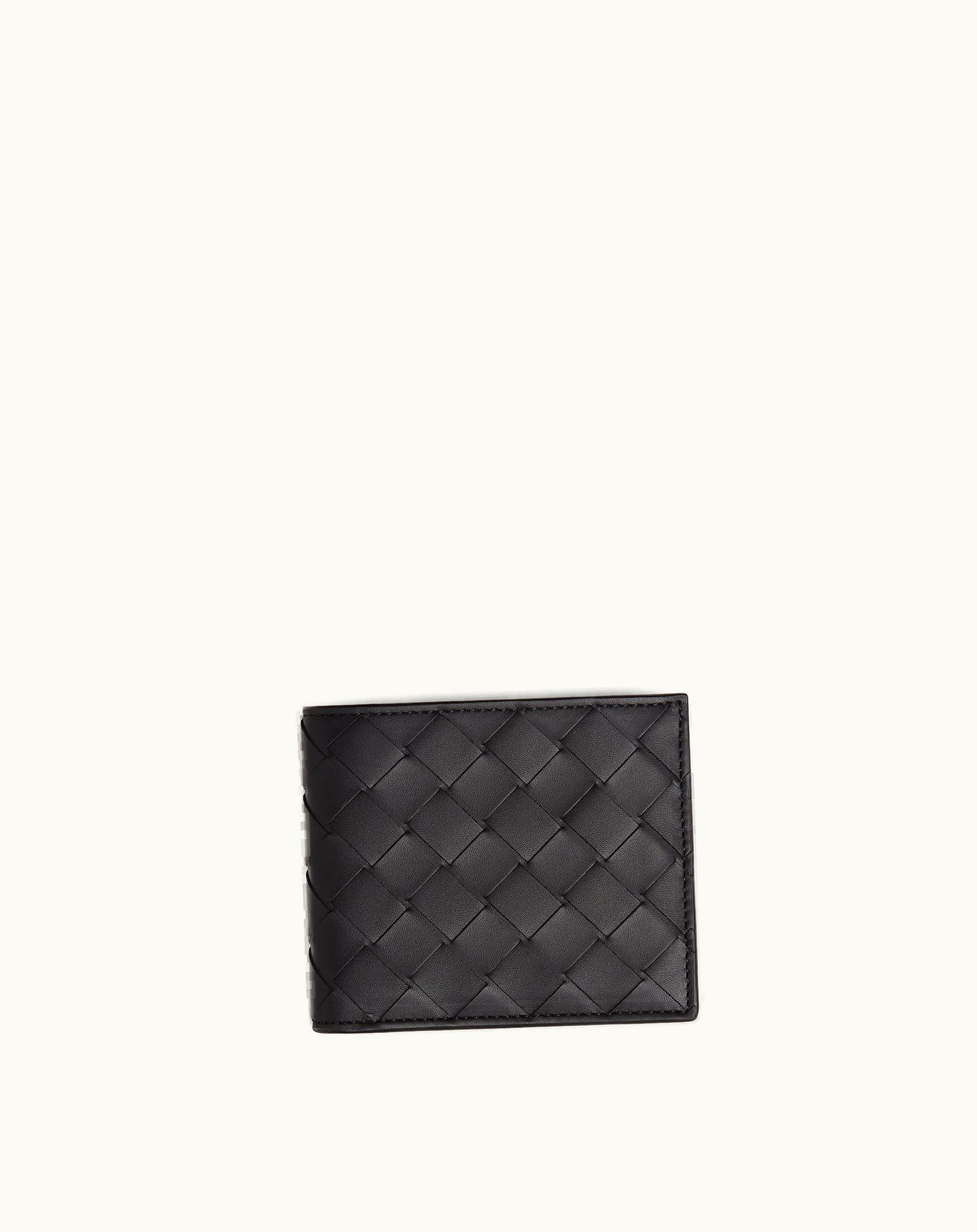 Bottega Veneta Bottega Veneta Men's Intrecciato Bi-Fold Wallet In Black / Grass