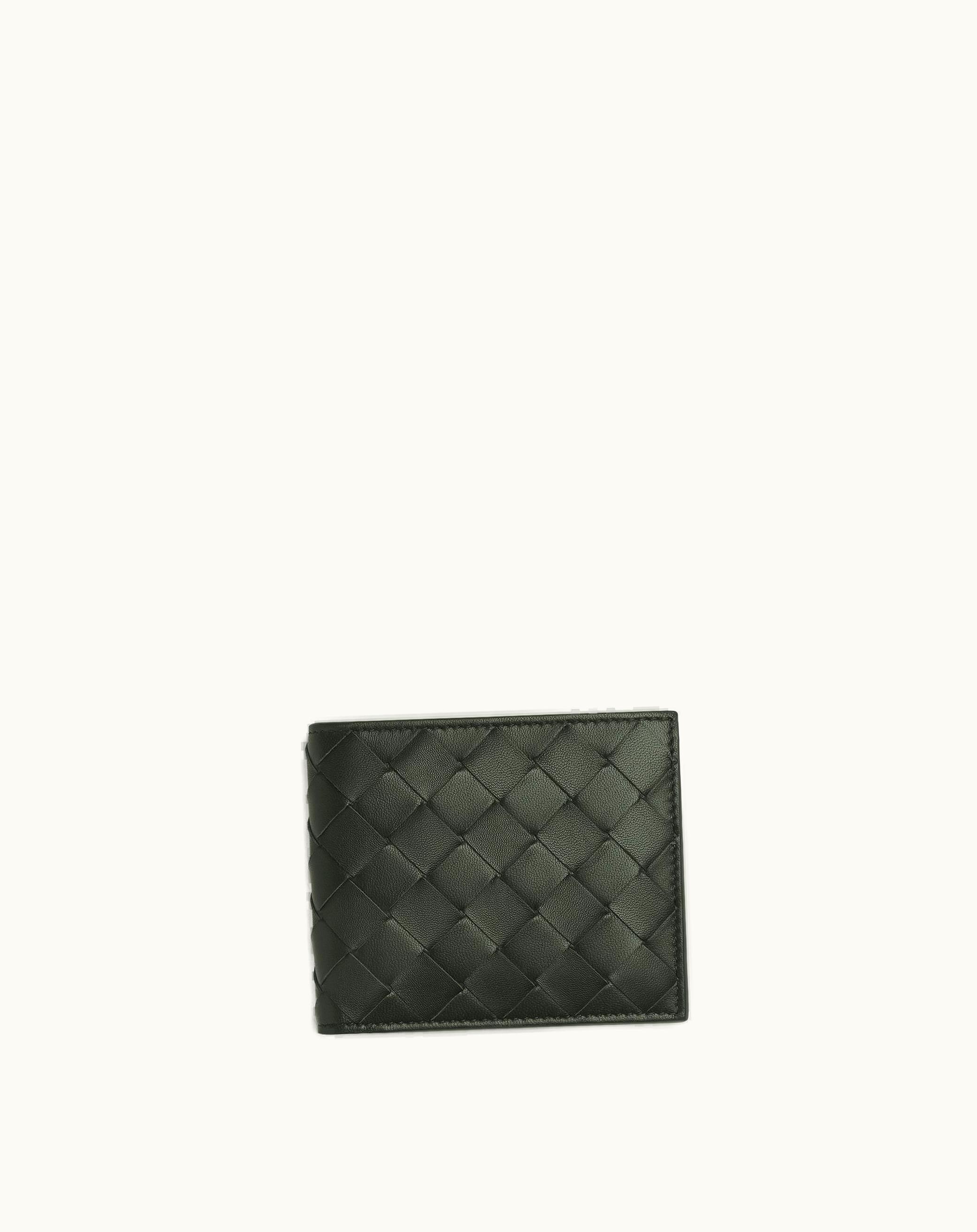 Bottega Veneta Bottega Veneta Men's Intrecciato Bi-Fold Wallet In Dark Green