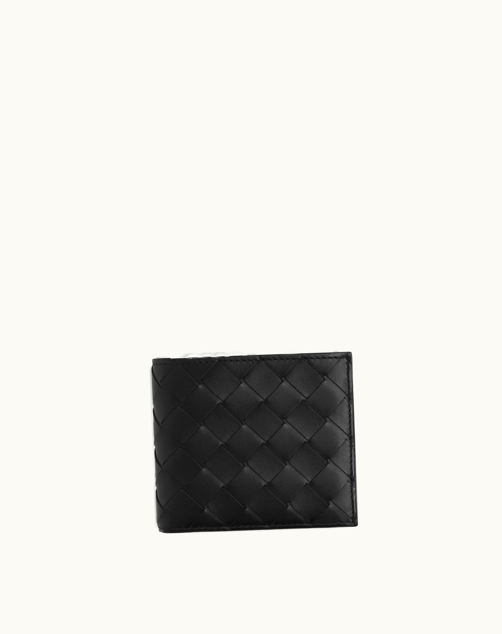 Bottega Veneta Bottega Veneta Men's Intrecciato Bi-Fold Wallet With Coin Purse In Black / Redstone