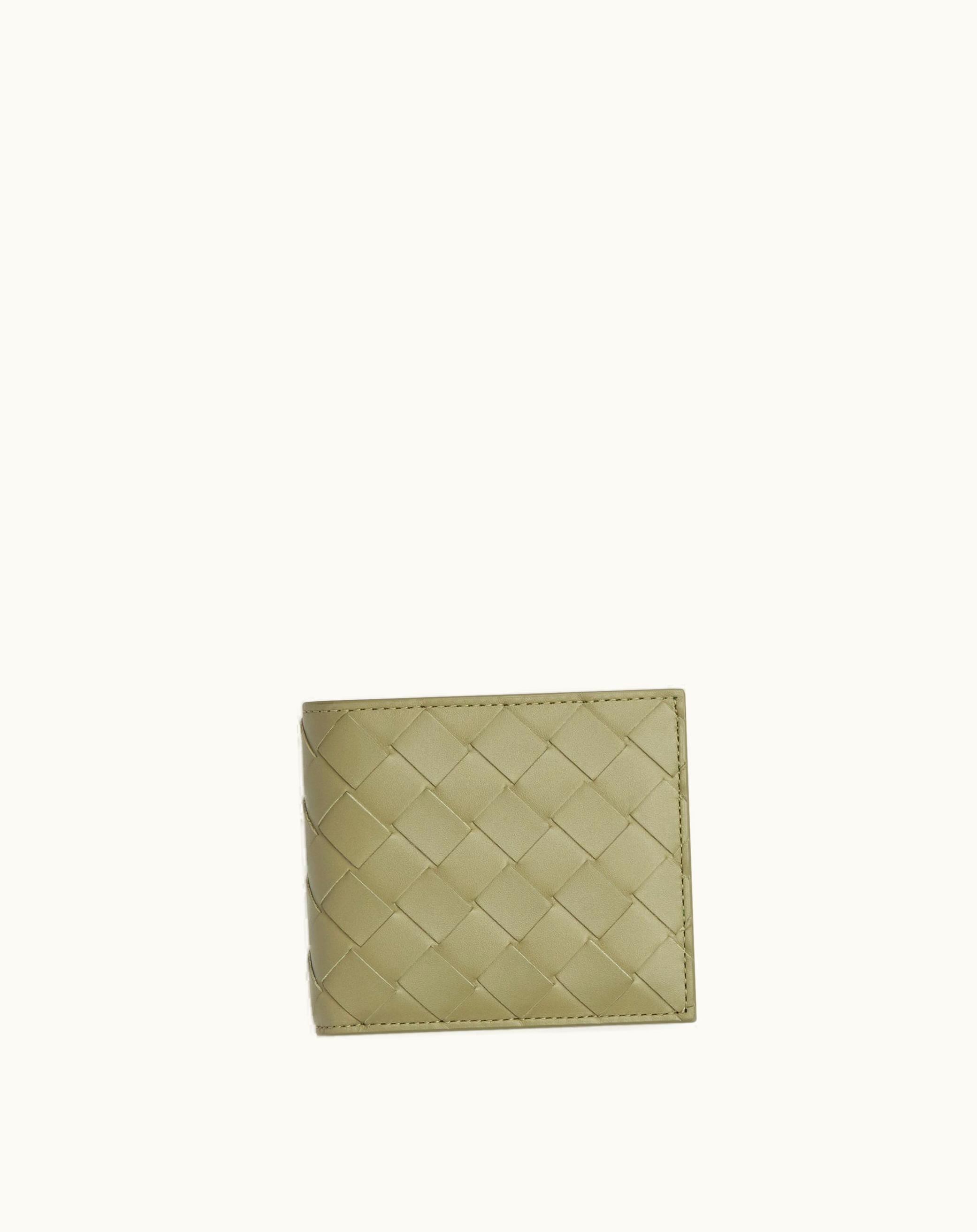 Bottega Veneta Bottega Veneta Men's Intrecciato Bi-Fold Wallet With Coin Purse In Travertine / Parakeet