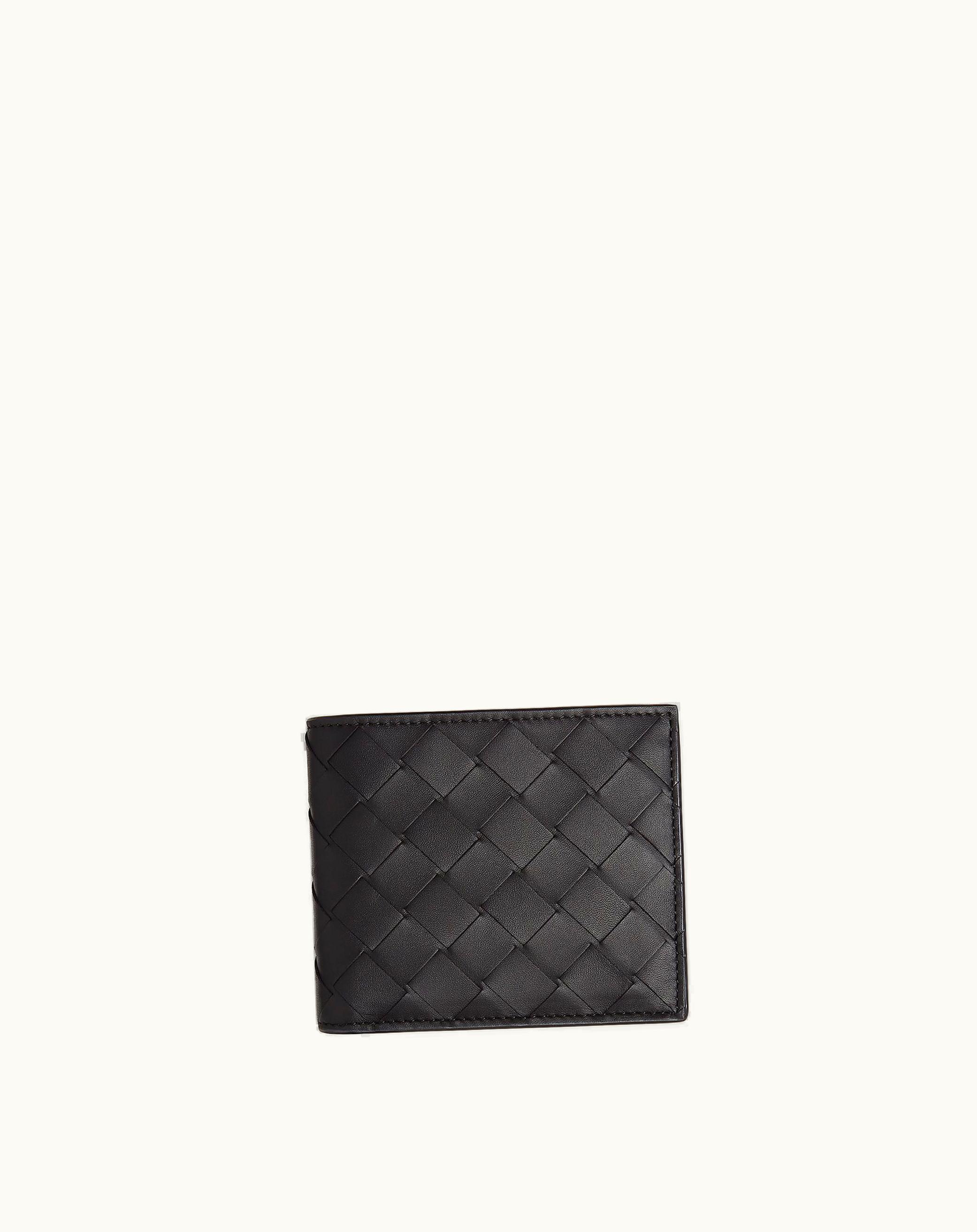 Bottega Veneta Bottega Veneta Men's Intrecciato Bi-Fold Wallet With Coin Purse In Black / Grass