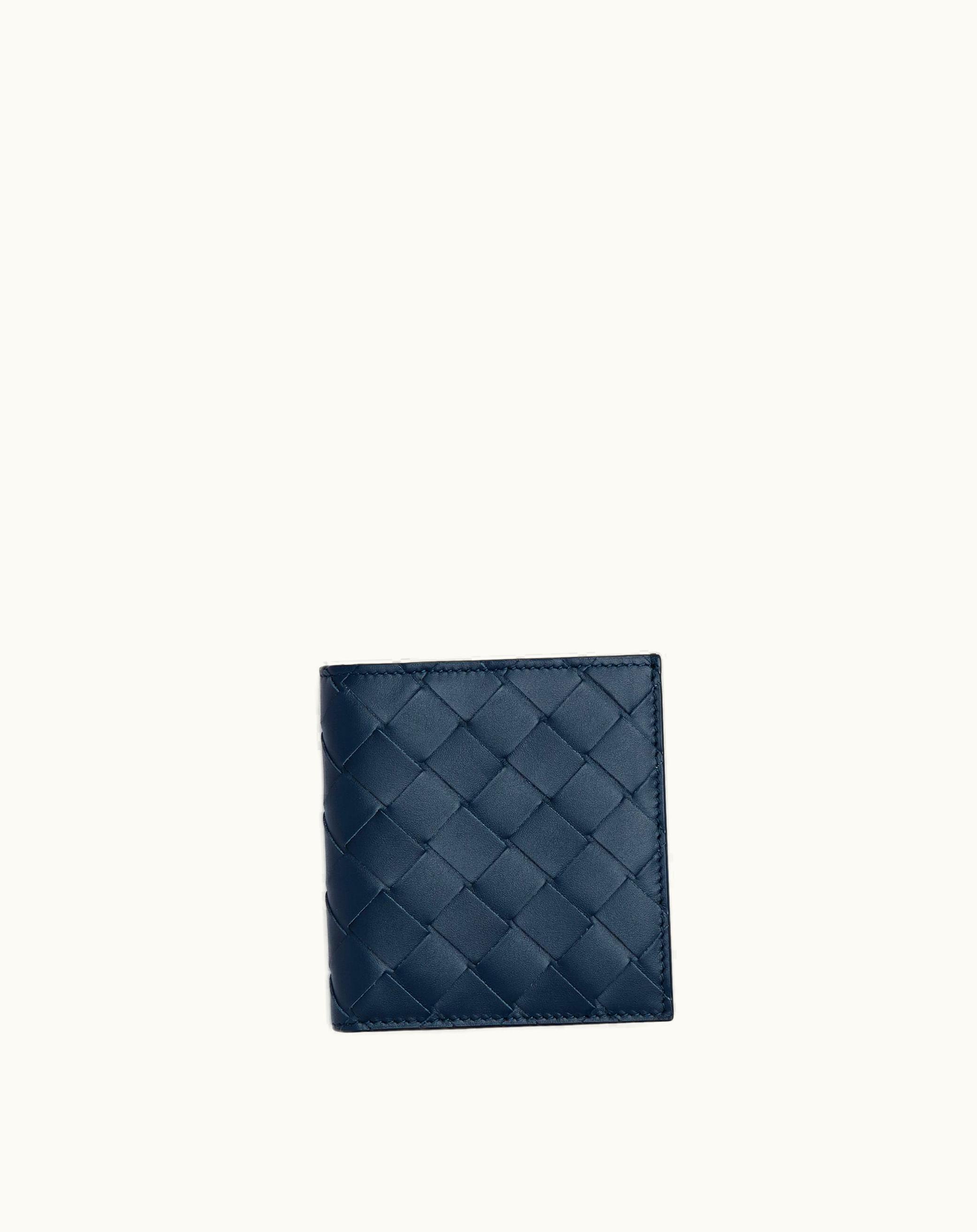 Bottega Veneta Bottega Veneta Men's Intrecciato Slim Bi-Fold Wallet In Deep Blue