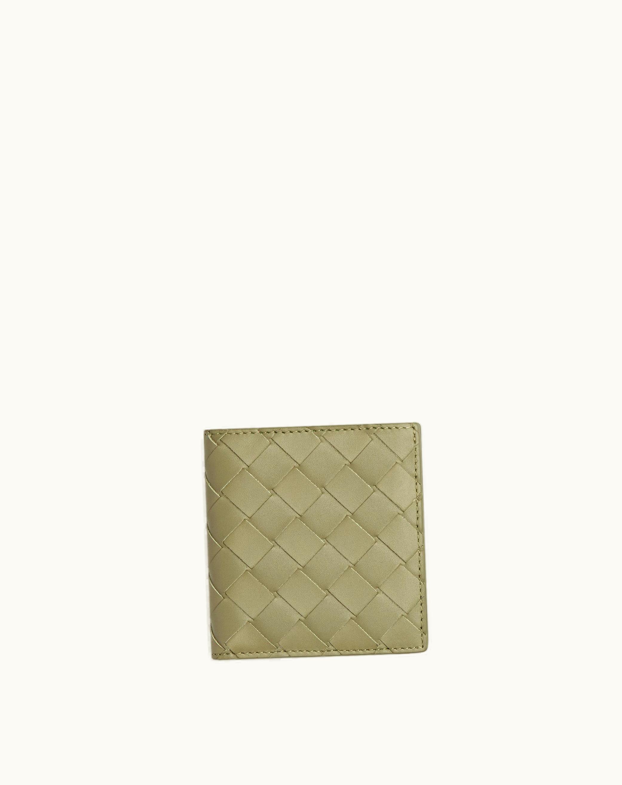 Bottega Veneta Bottega Veneta Men's Intrecciato Slim Bi-Fold Wallet In Travertine / Parakeet