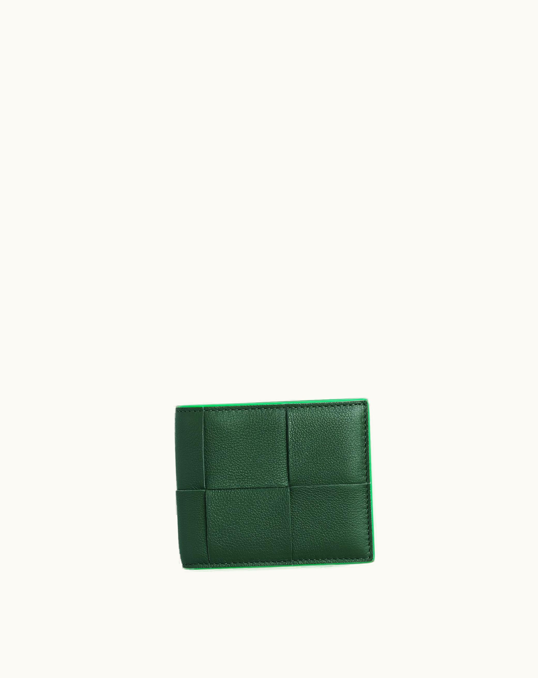 Bottega Veneta Bottega Veneta Men's Cassette Bi-Fold Wallet With Coin Purse In Raintree / Parakeet