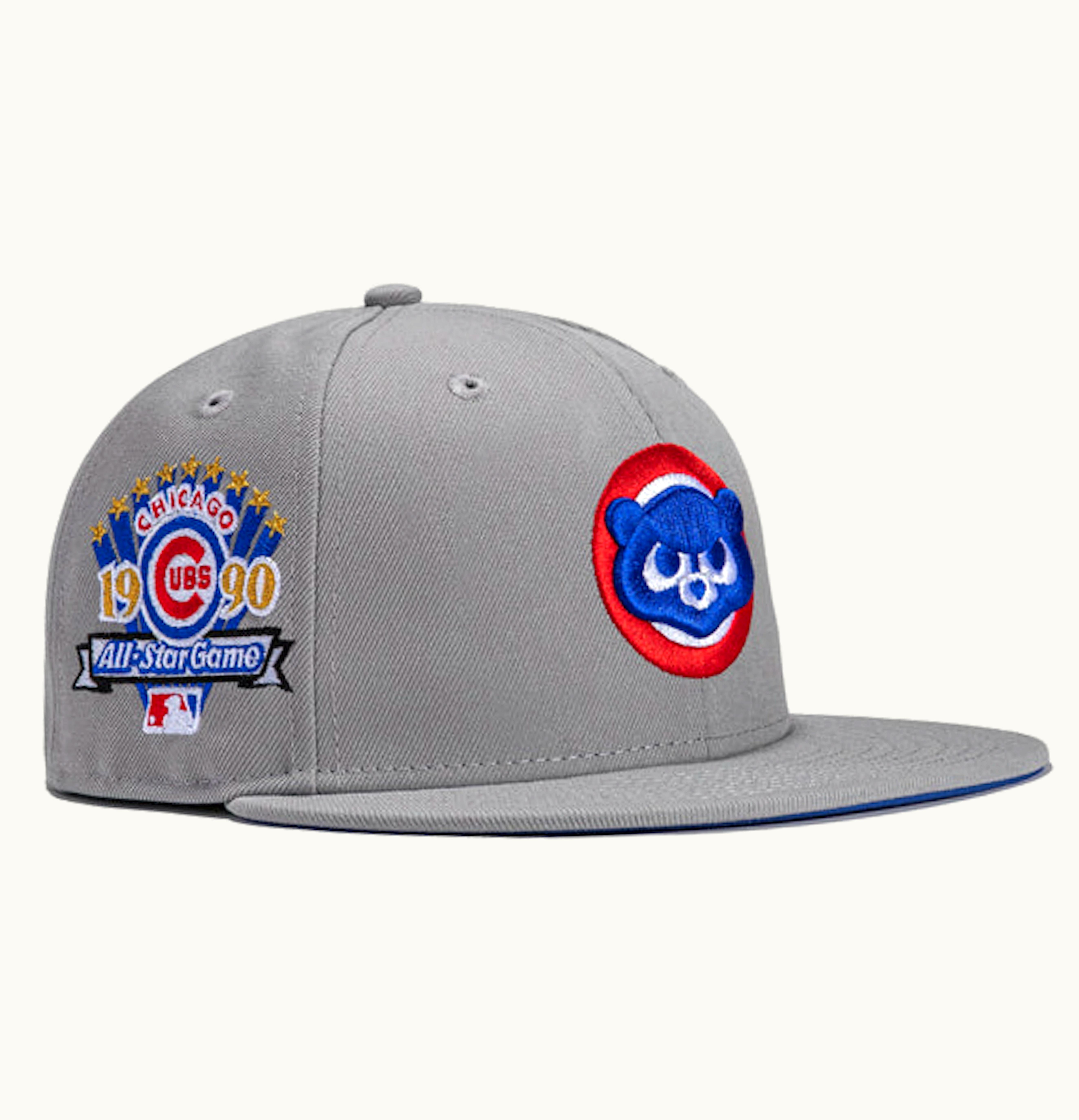 New Era New Era x Hat Club Exclusive Grey OTC Chicago Cubs 1990 All Star Game Patch 59Fifty Fitted Hat Grey