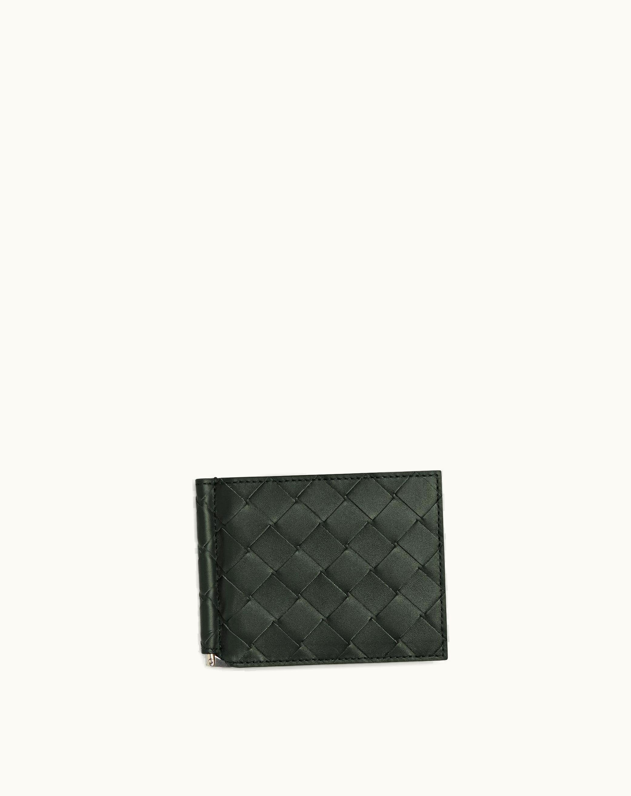 Bottega Veneta Bottega Veneta Men's Intrecciato Bill Clip Wallet In Dark Green