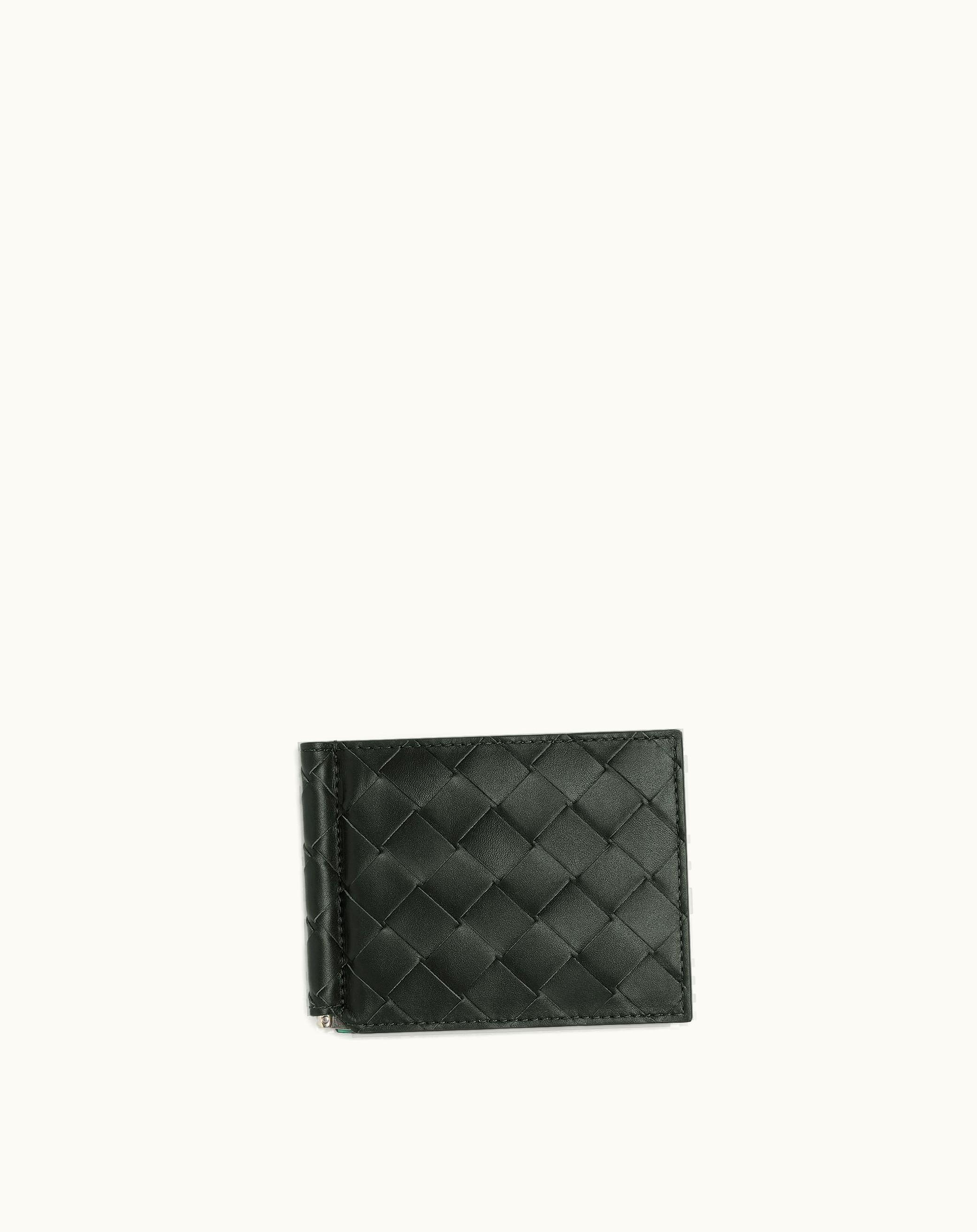 Bottega Veneta Bottega Veneta Men's Intrecciato Bill Clip Wallet In Dark Green / Mermaid