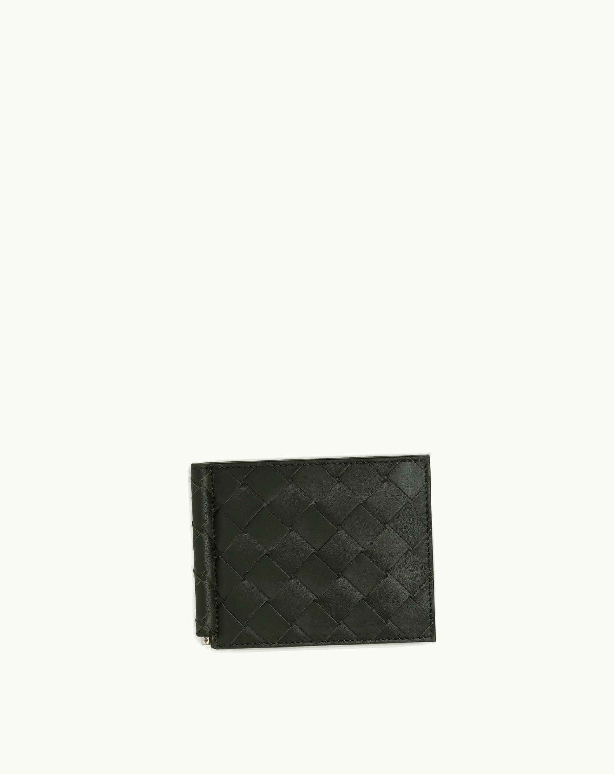Bottega Veneta Bottega Veneta Men's Intrecciato Bill Clip Wallet In Dark Green / Mud