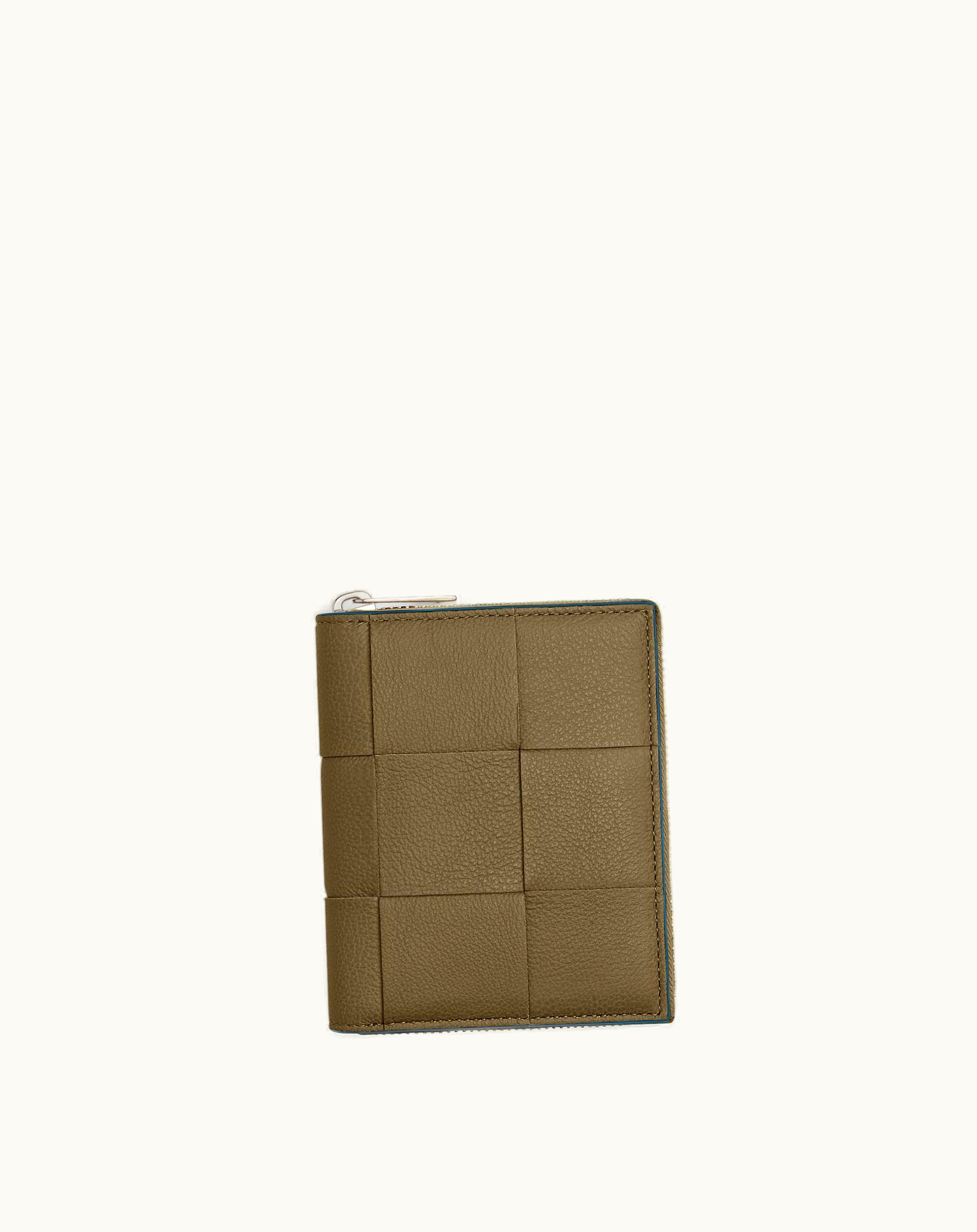 Bottega Veneta Bottega Veneta Men's Cassette N / S Compact Zip Around Wallet With Coin Purse In Argil / Deep Pacific