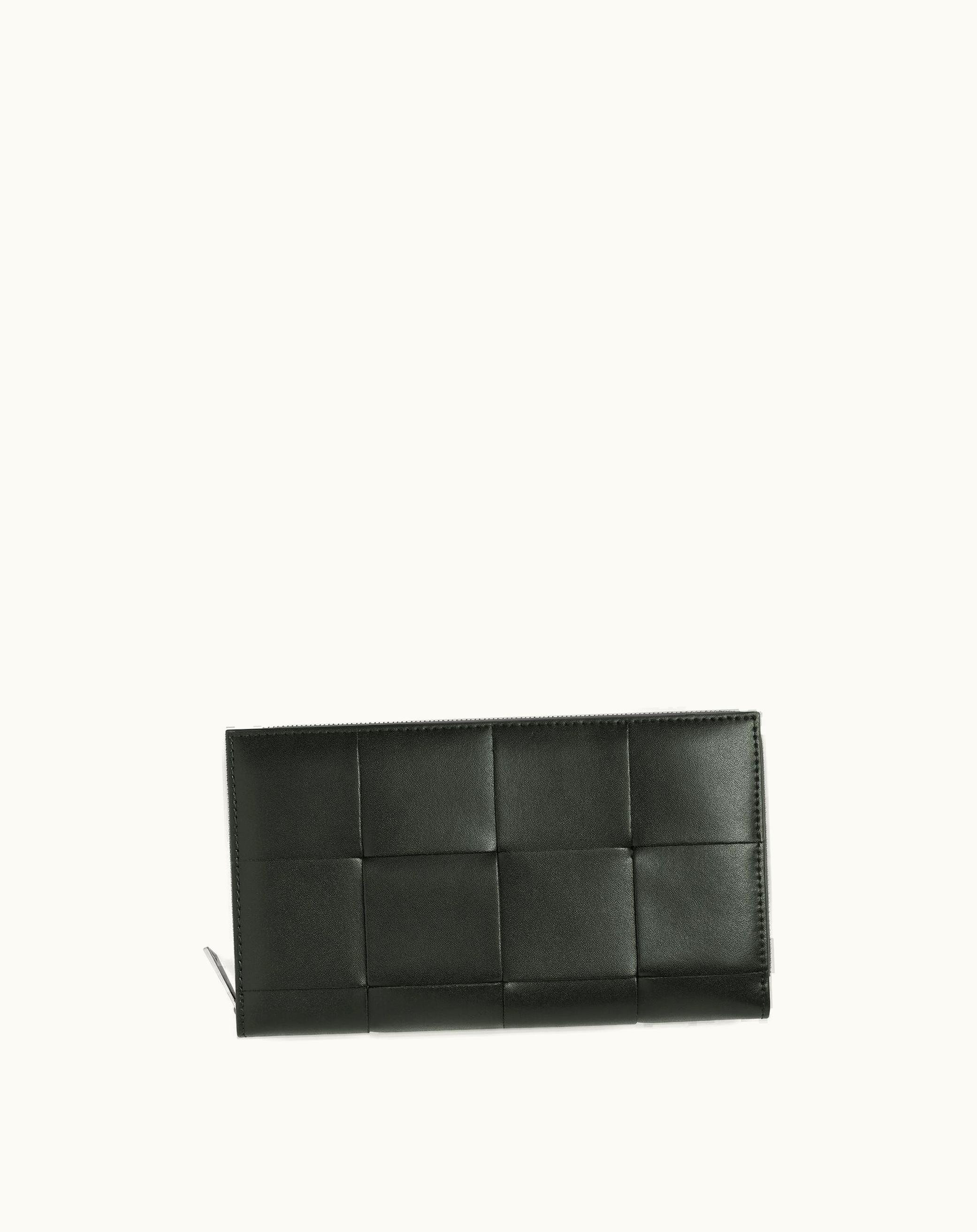 Bottega Veneta Bottega Veneta Men's Cassette Zip Around Wallet In Dark Green / Papaya