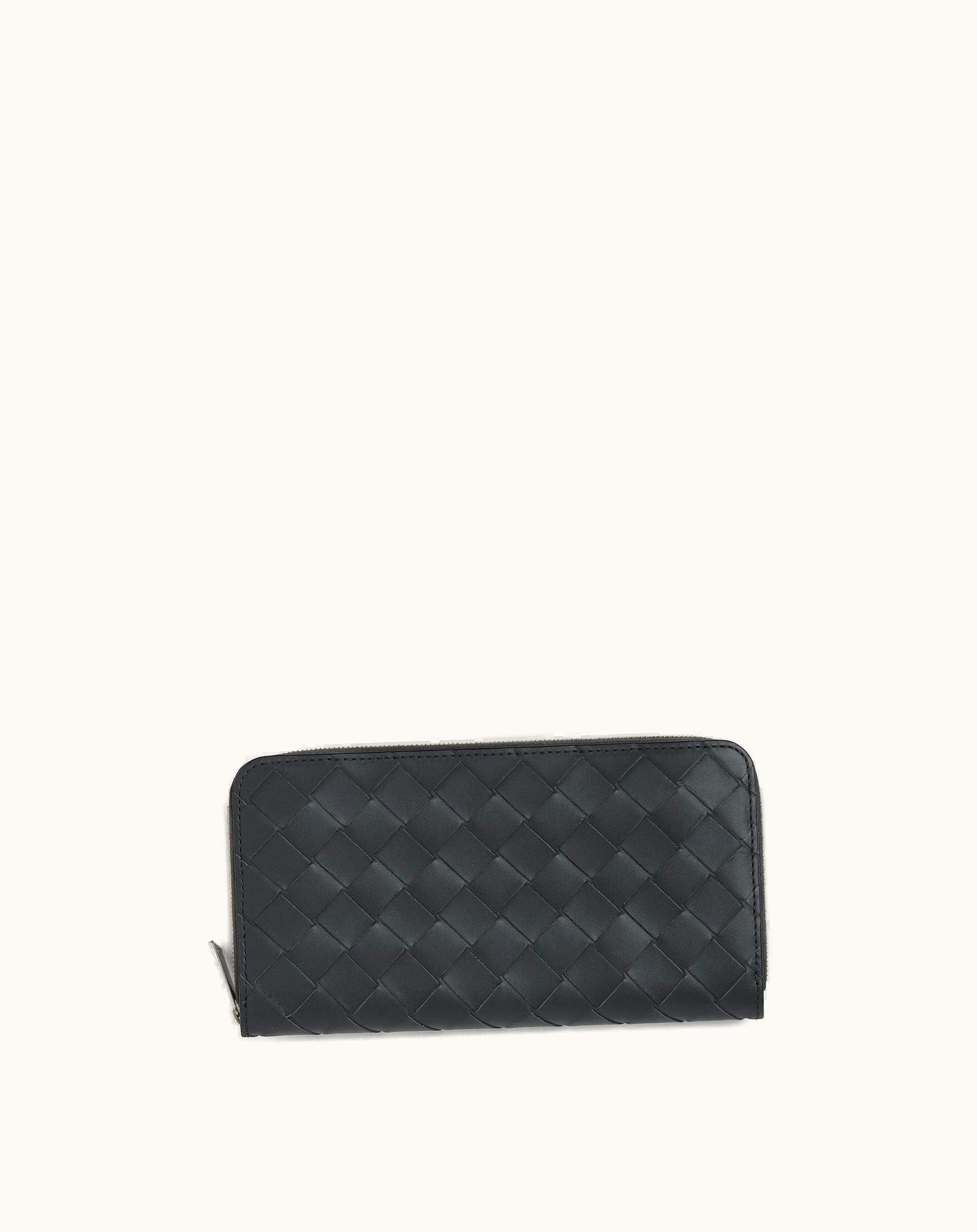 Bottega Veneta Bottega Veneta Men's Intrecciato Zip Around Wallet In Ardoise / Deep Pacific