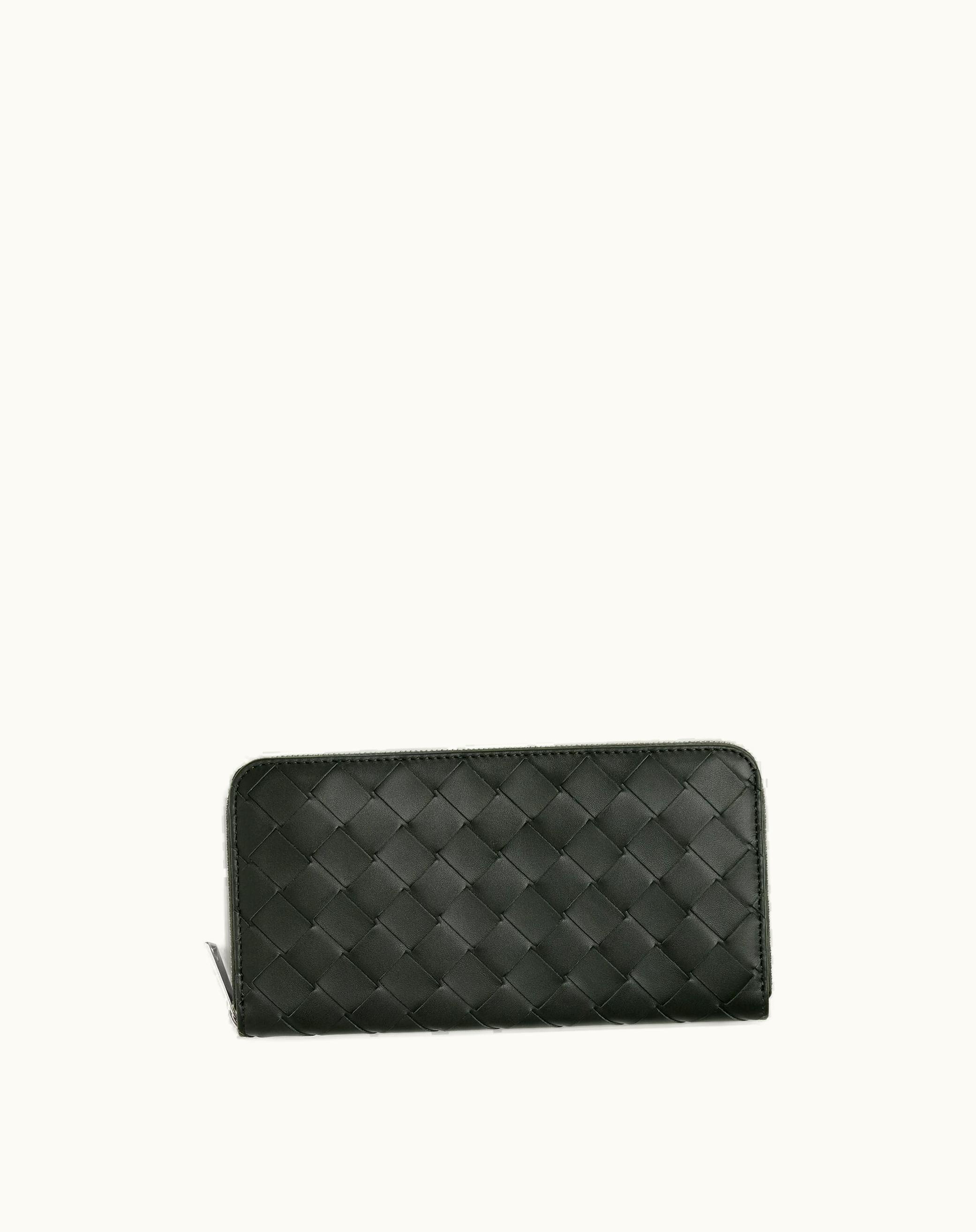 Bottega Veneta Bottega Veneta Men's Intrecciato Zip Around Wallet In Dark Green / Mud