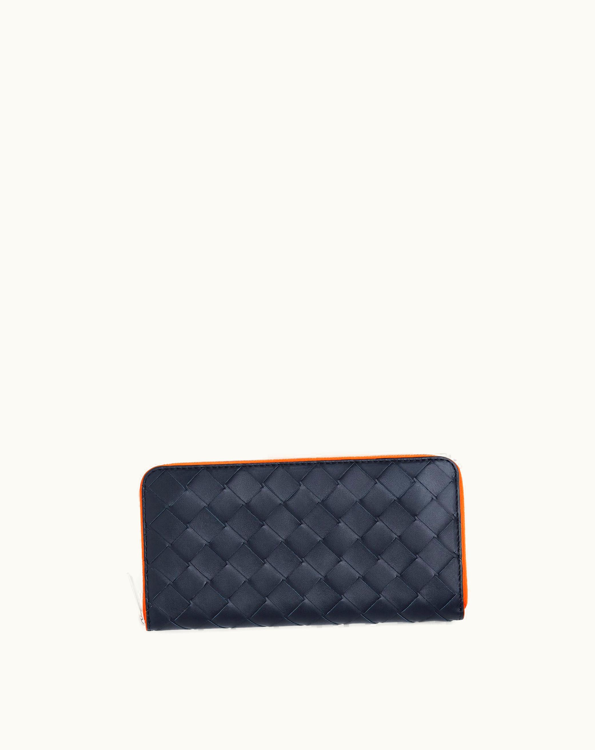Bottega Veneta Bottega Veneta Men's Intrecciato Zip Around Wallet In Space / Papaya