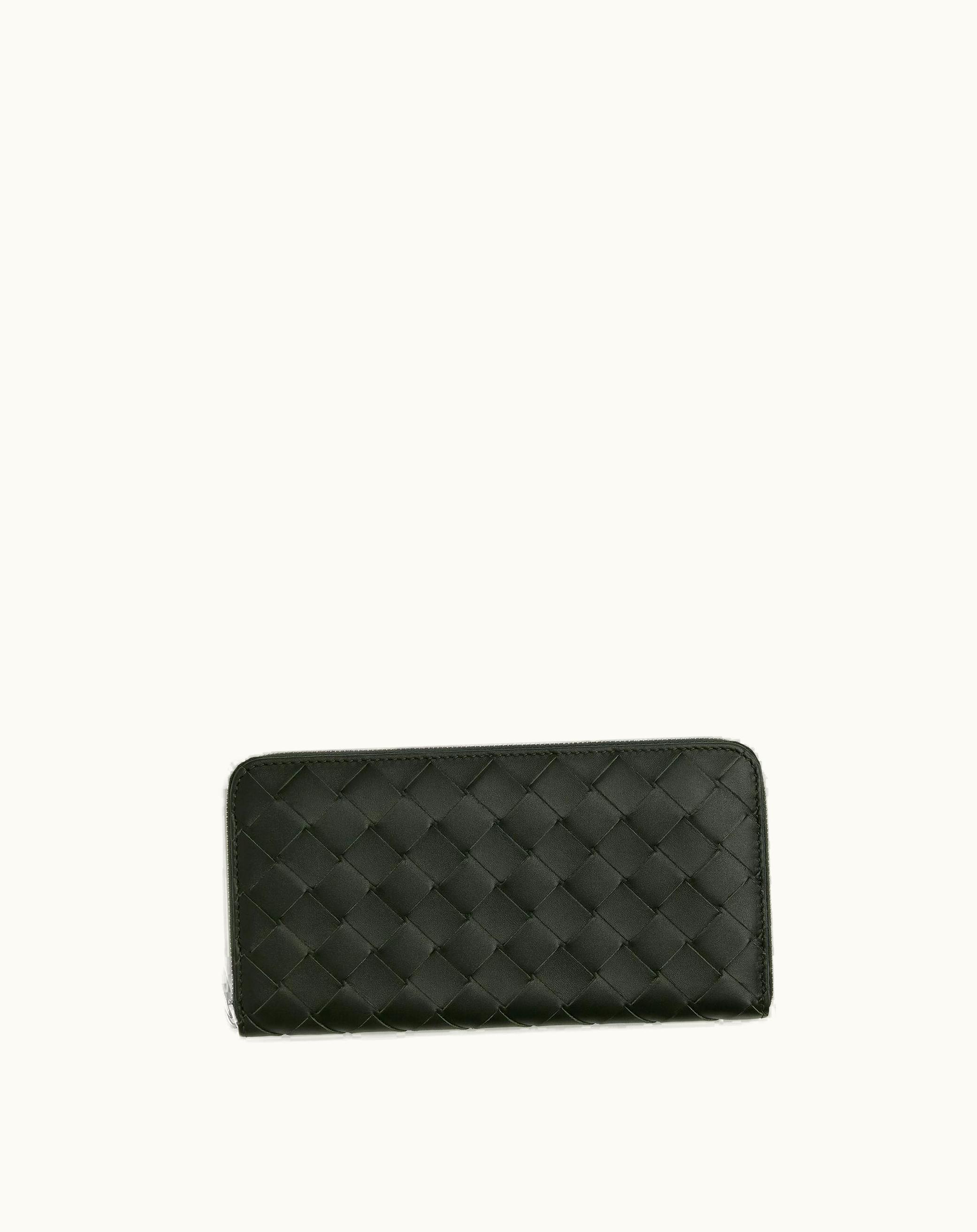 Bottega Veneta Bottega Veneta Men's Intrecciato Zip Around Wallet In Dark Green / Mermaid