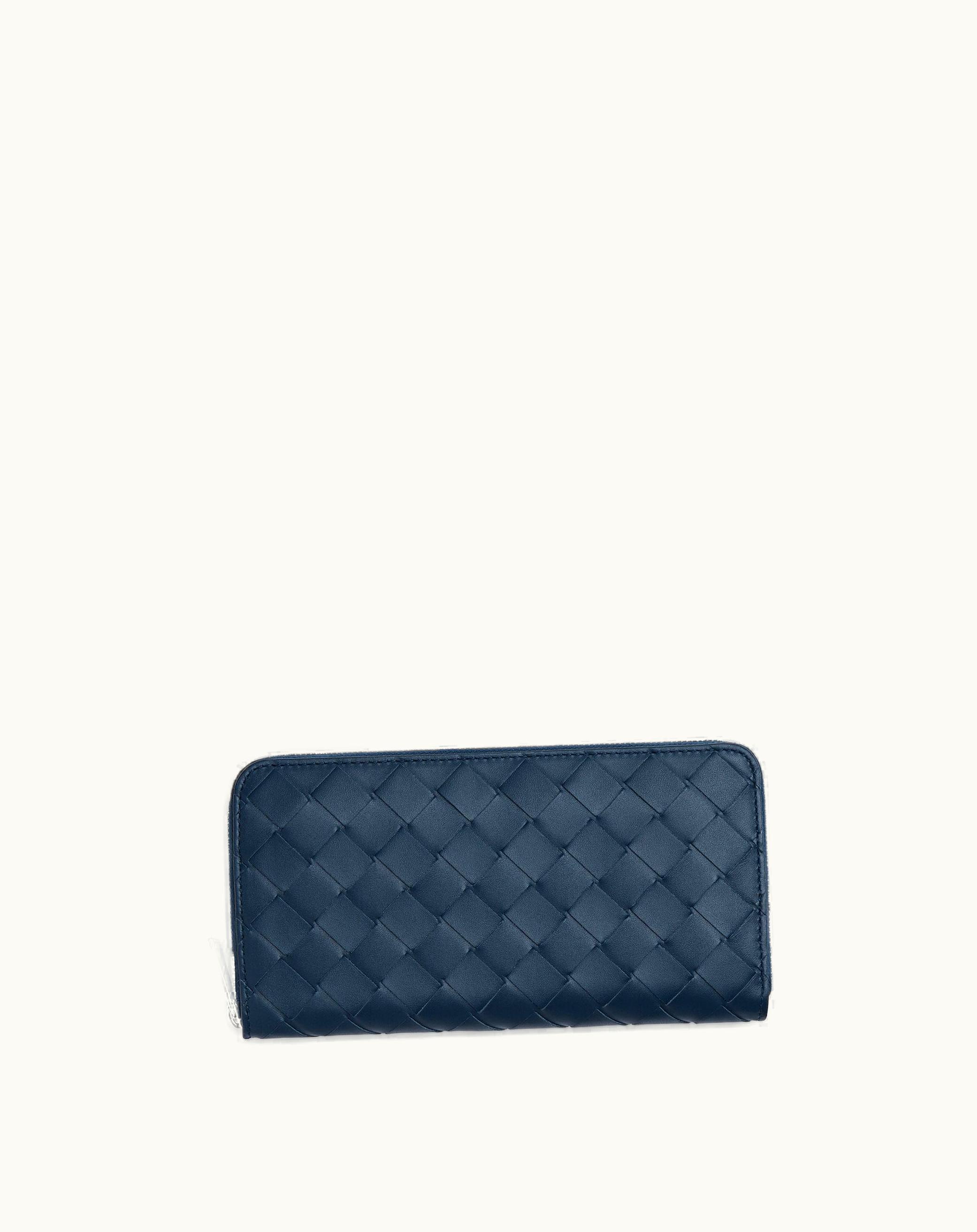 Bottega Veneta Bottega Veneta Men's Intrecciato Zip Around Wallet In Deep Blue