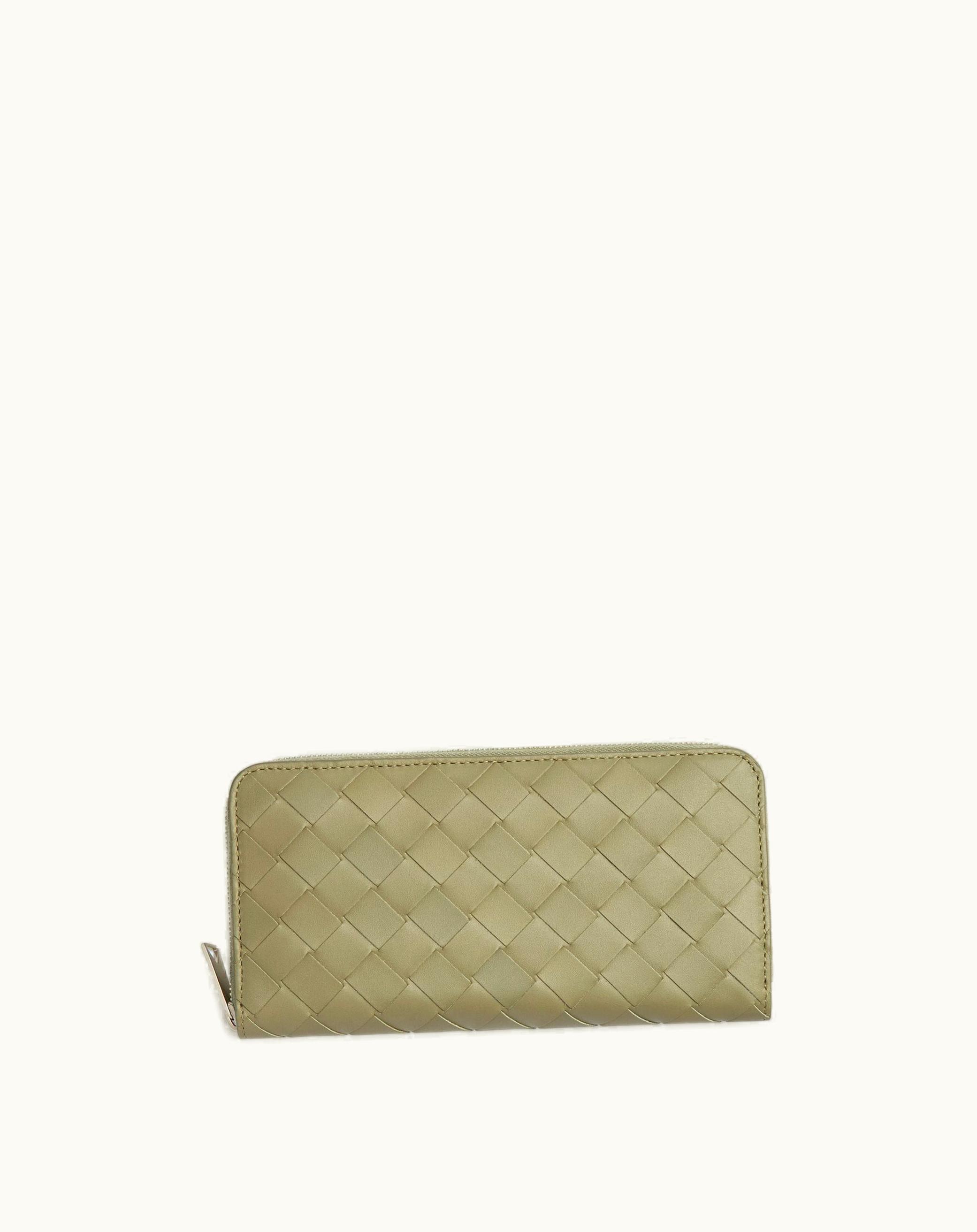 Bottega Veneta Bottega Veneta Men's Intrecciato Zip Around Wallet In Travertine / Parakeet
