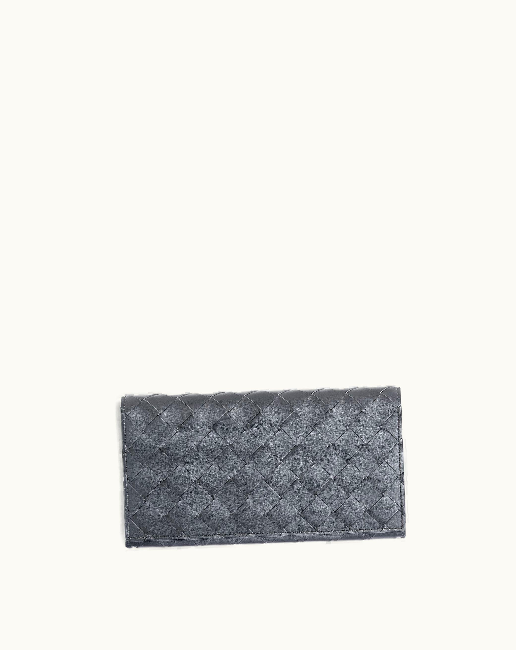 Bottega Veneta Bottega Veneta Men's Intrecciato Long Wallet With Coin Purse In Thunder / Pool