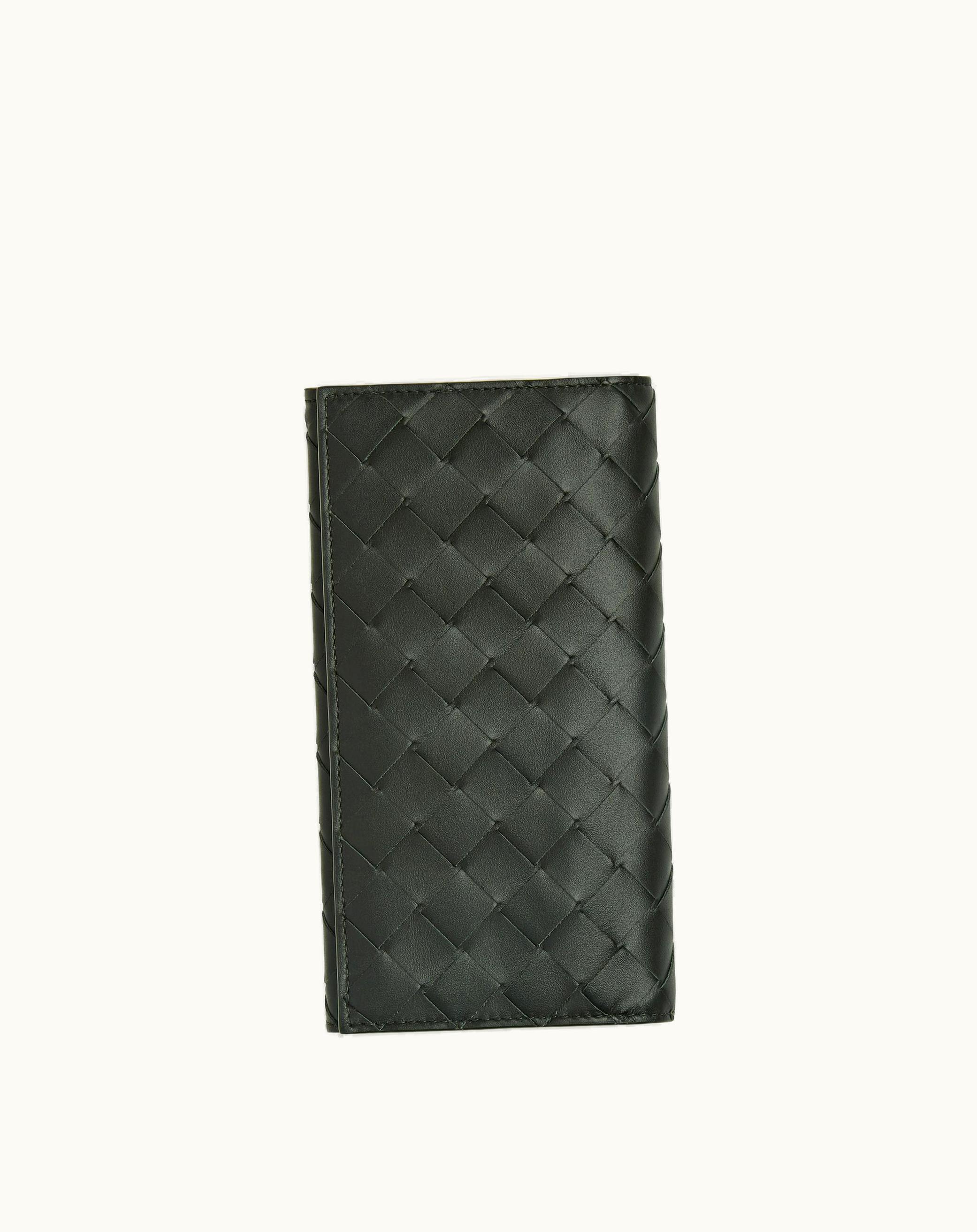 Bottega Veneta Bottega Veneta Men's Long Intrecciato Wallet In Dark Green / Travertine