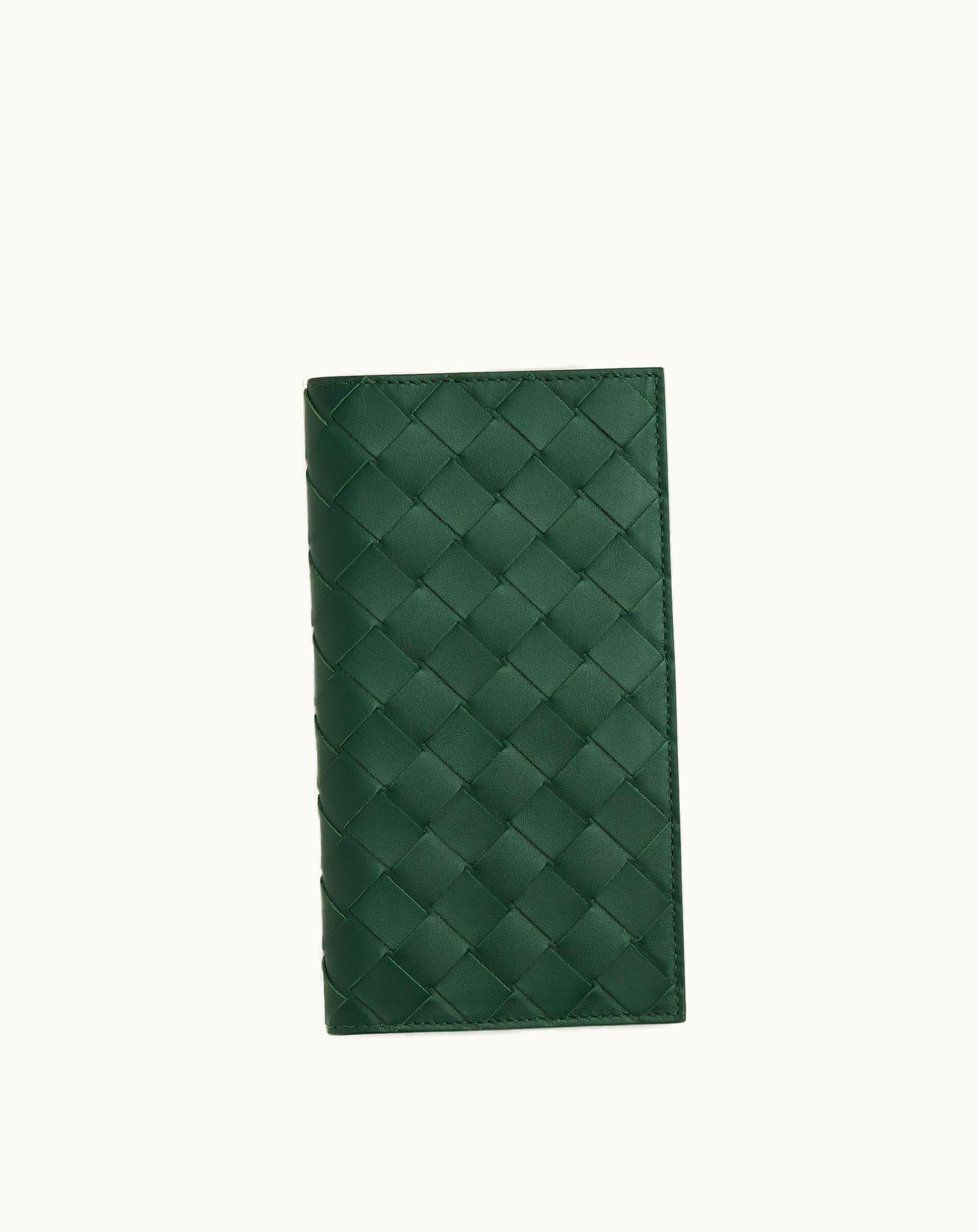 Bottega Veneta Bottega Veneta Men's Slim Intrecciato Long Wallet In Raintree / New Sauge